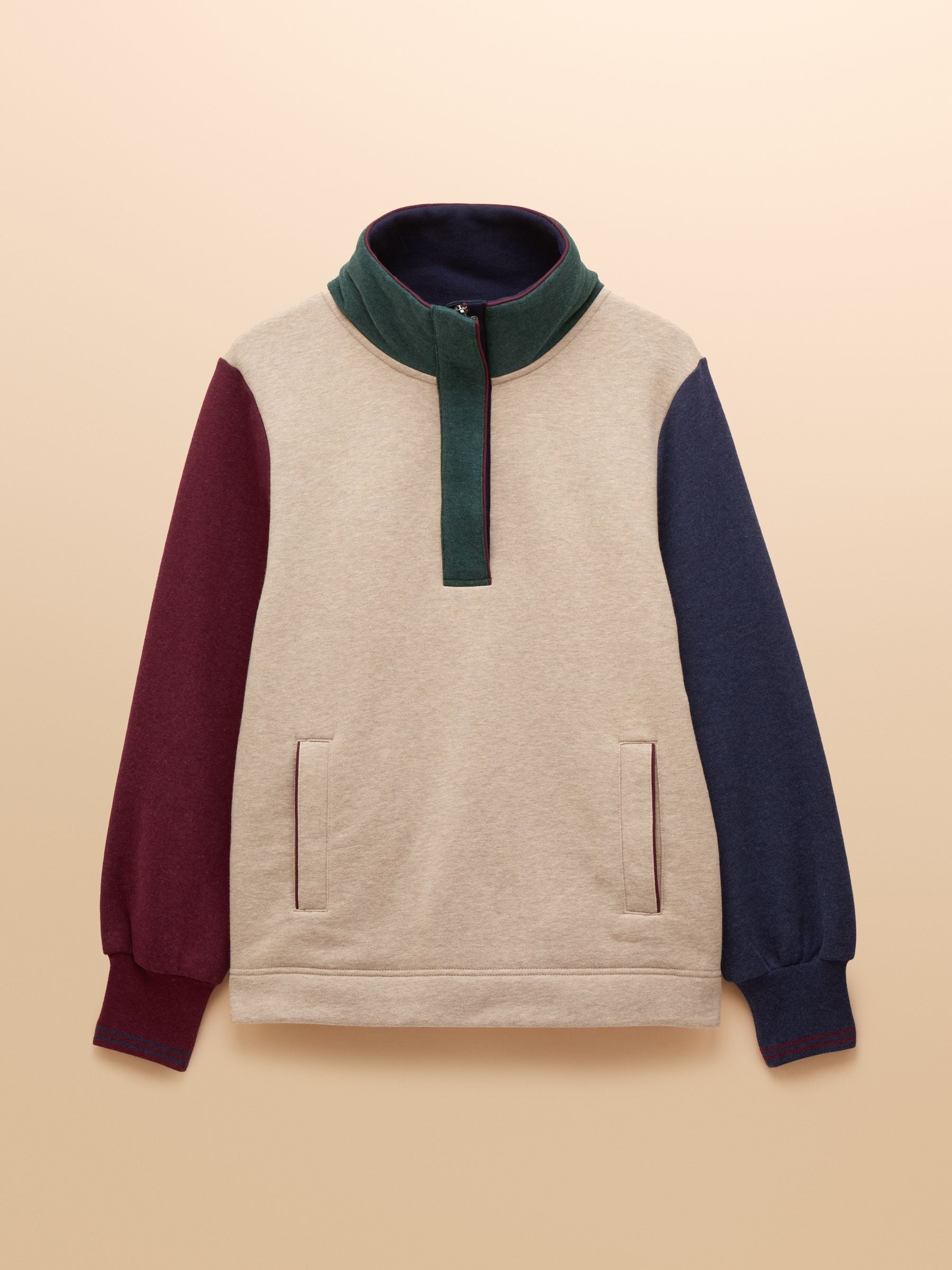 Burnham Hotchpotch Premium Brushed Cotton Funnel Neck Quarter Zip Sweatshirt