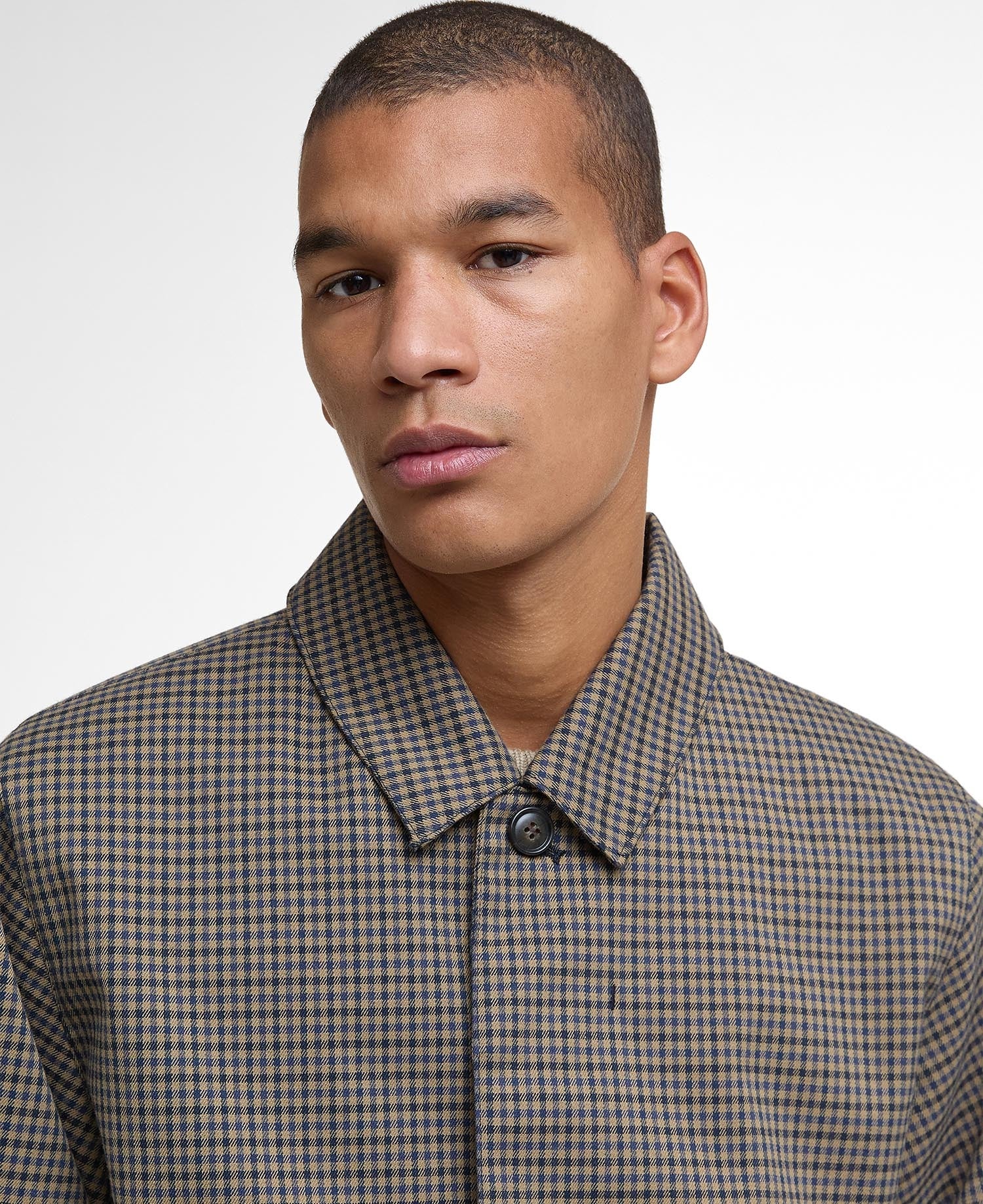 Short Lorden Showerproof Jacket - Stone/Navy Check