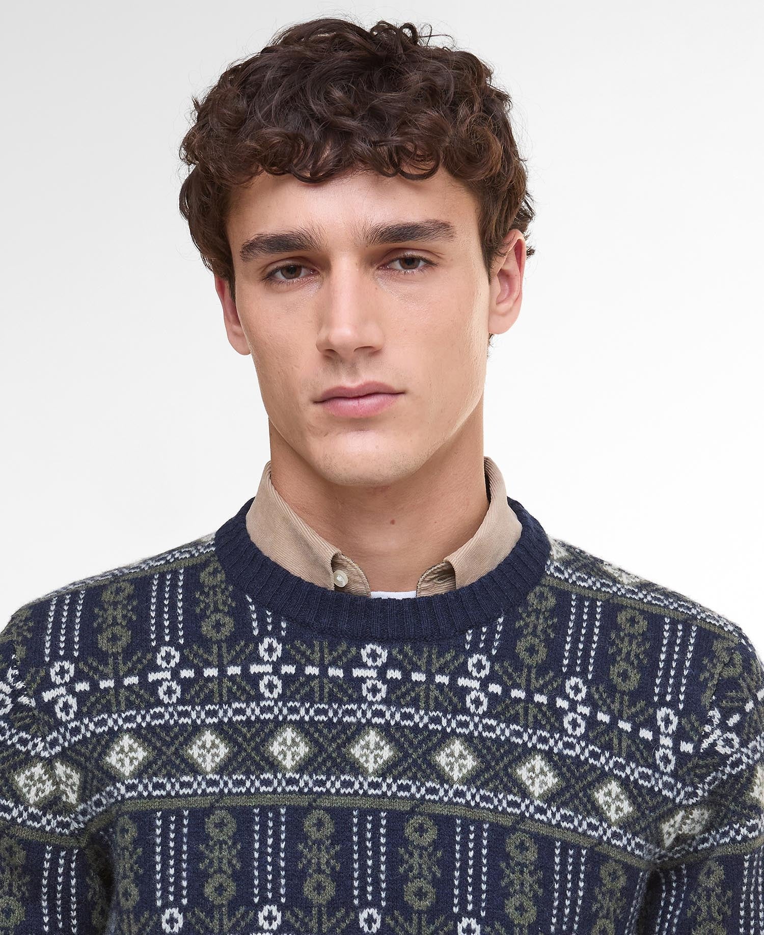 Grangetown Fair Isle Crew Neck Jumper - Inky Blue
