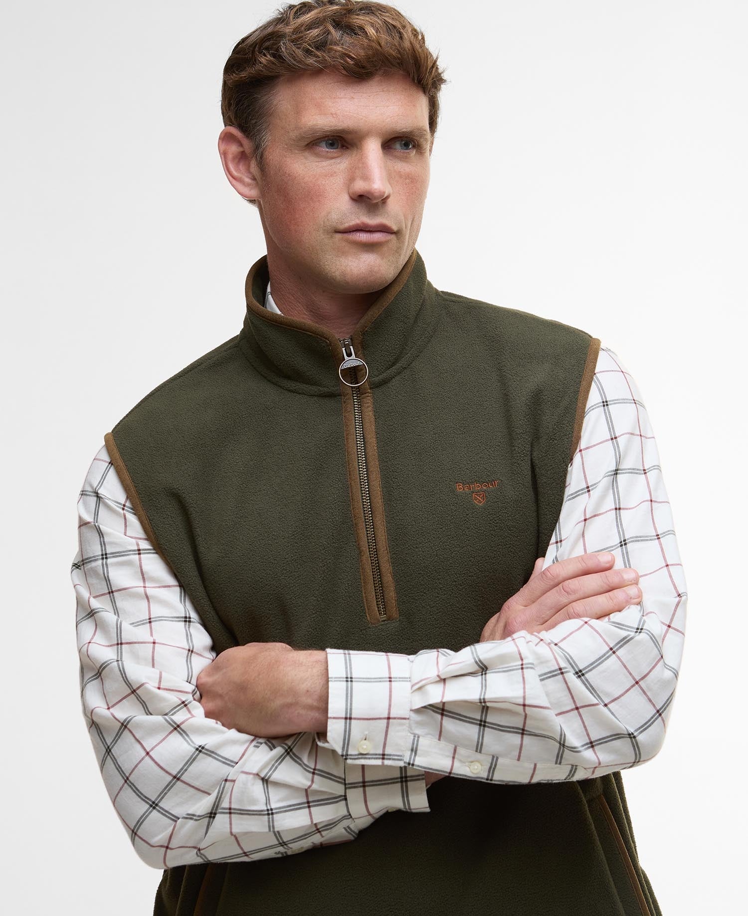 Harwood Half-Zip Fleeced Gilet - Olive