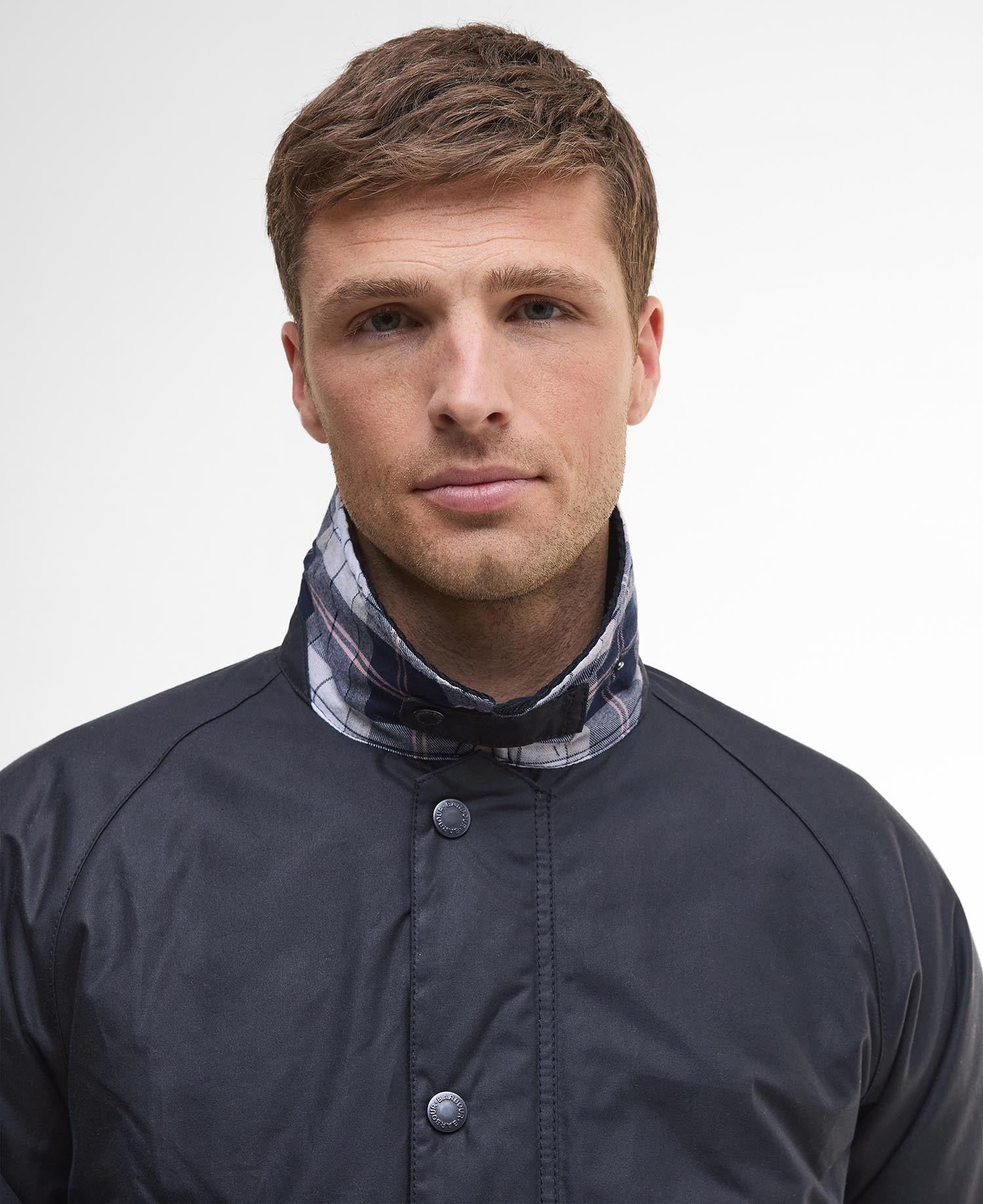 Ambleside Waxed Jacket - Navy/Tartan