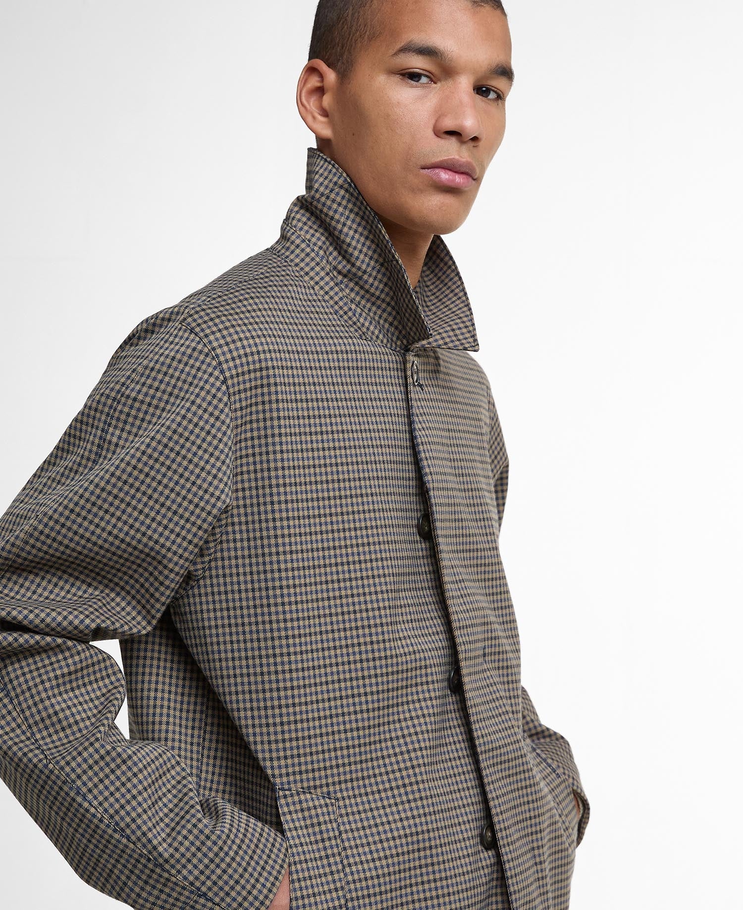 Short Lorden Showerproof Jacket - Stone/Navy Check