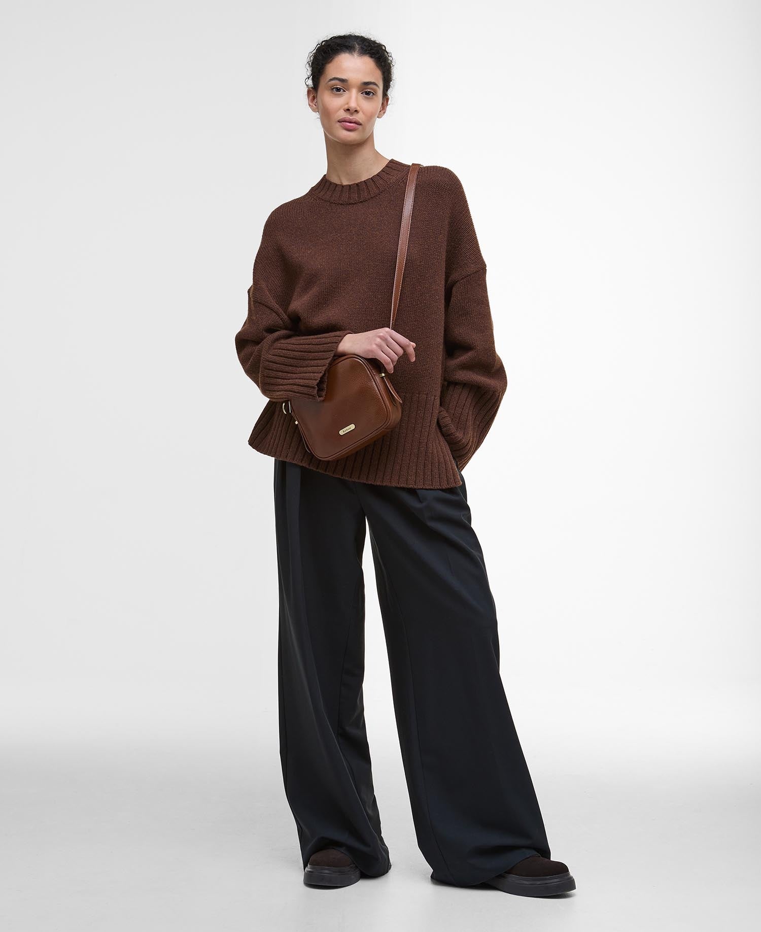 Daphne Leather Crossbody Bag - Brown