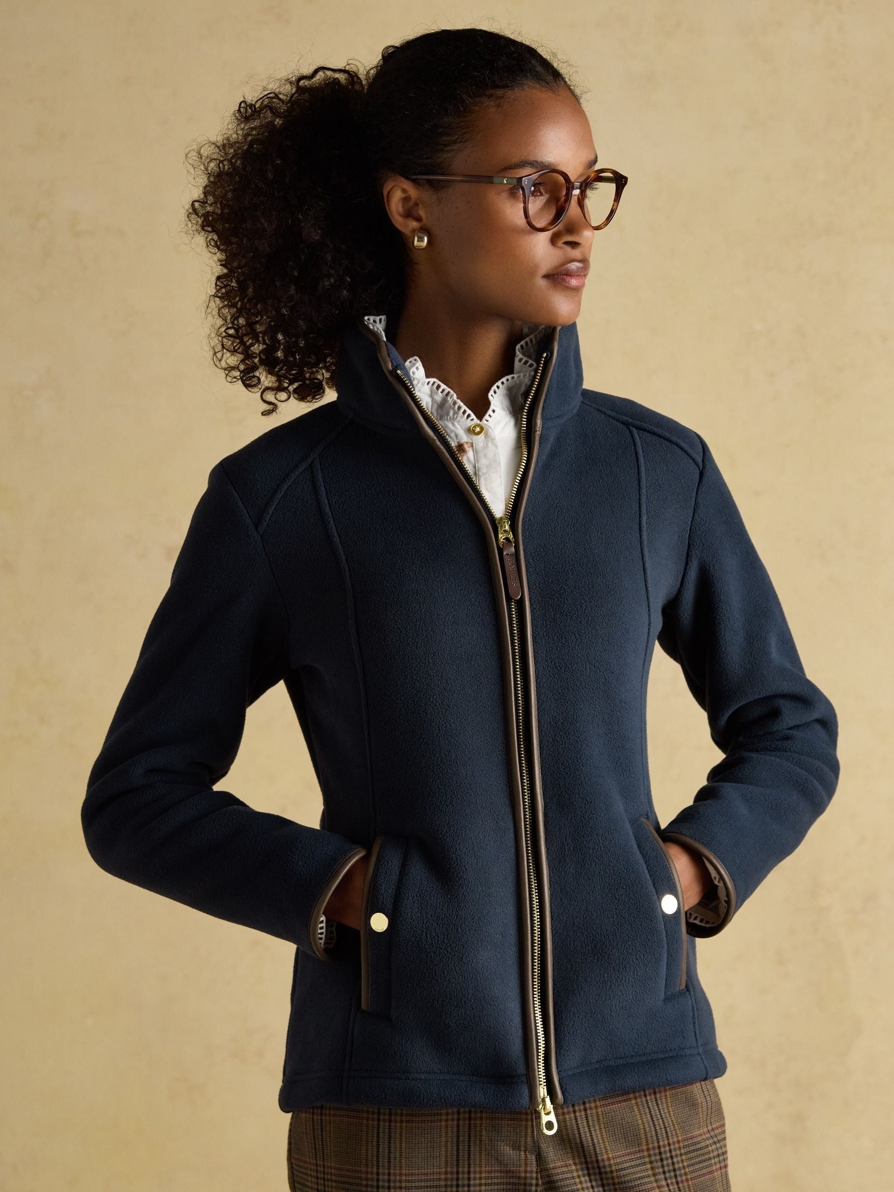Heritage Navy Regular Zip Through Fleece