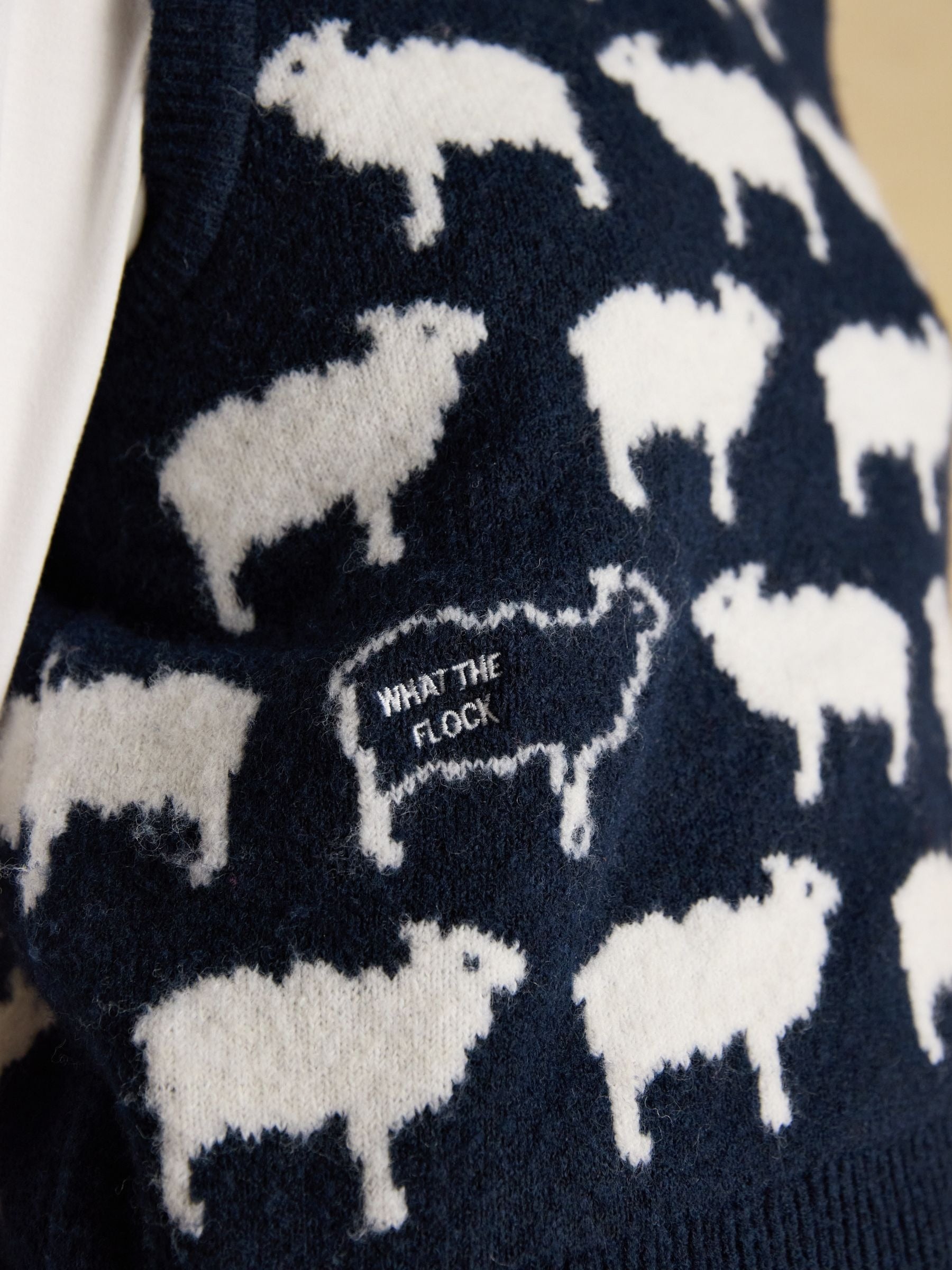 What The Flock Navy Intarsia Knitted Vest
