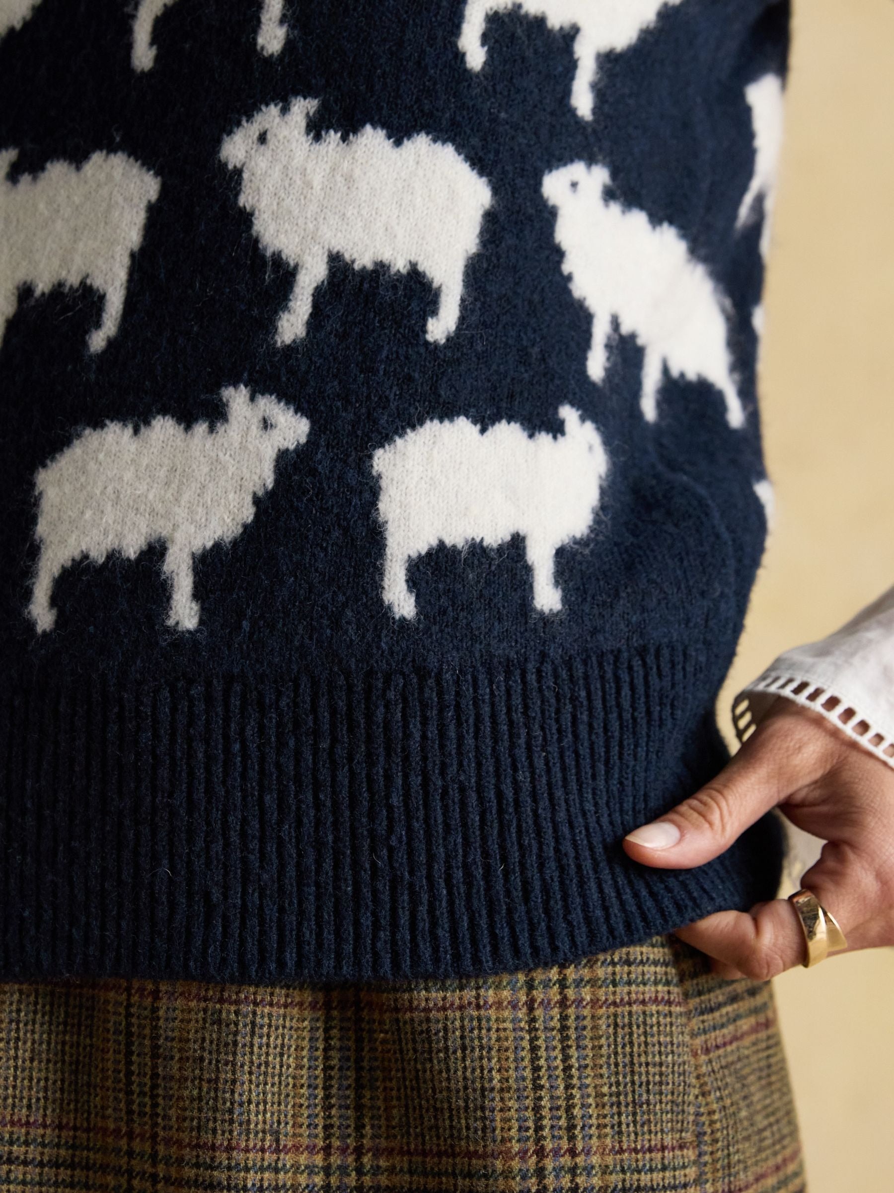 What The Flock Navy Intarsia Knitted Vest