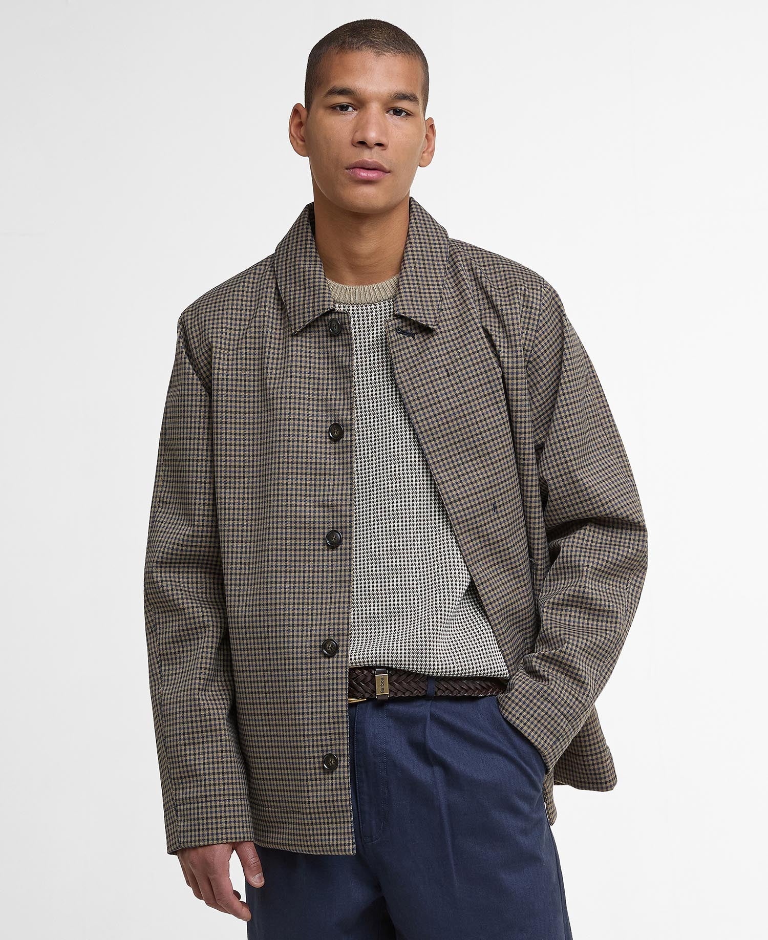 Short Lorden Showerproof Jacket - Stone/Navy Check