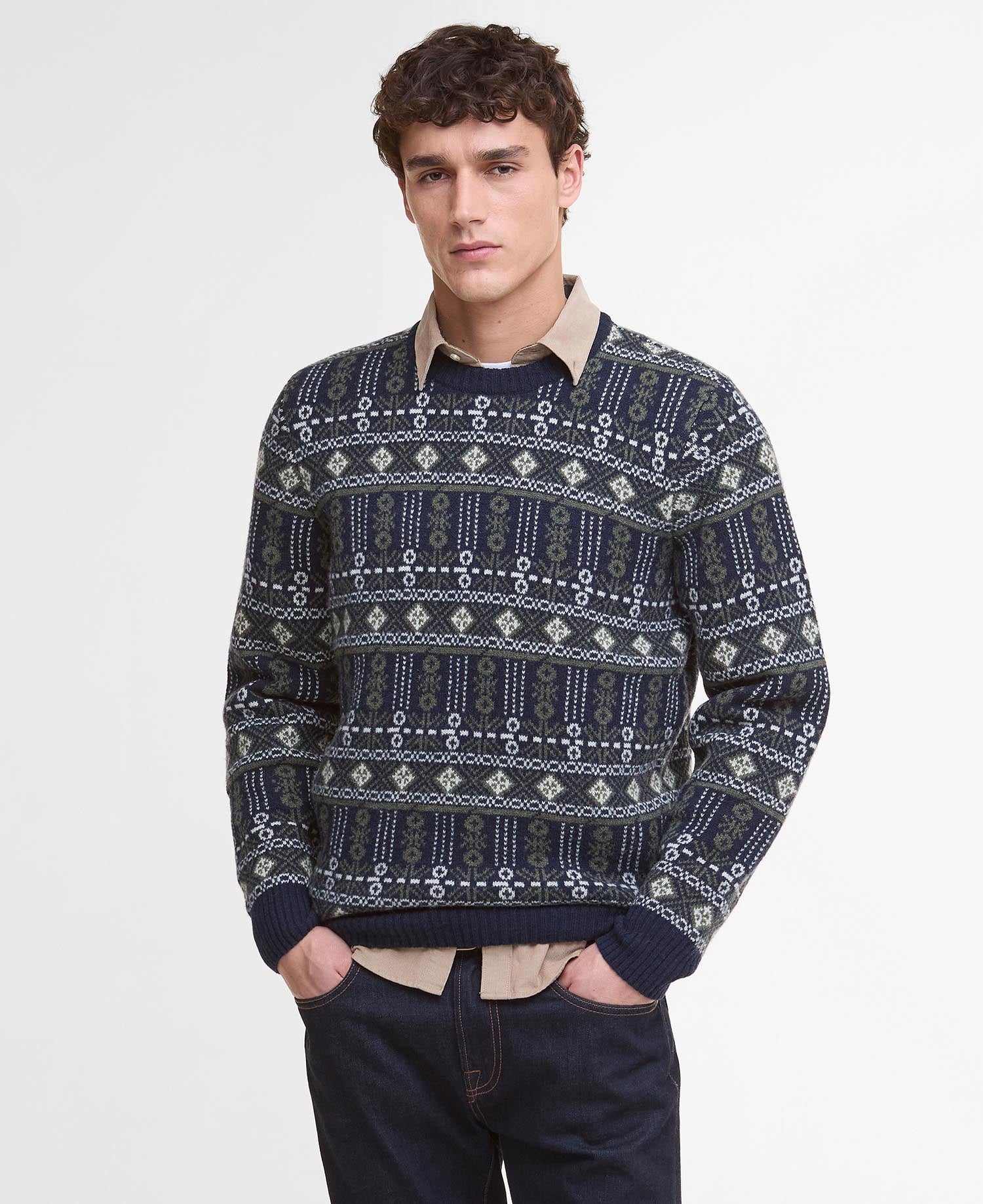 Grangetown Fair Isle Crew Neck Jumper - Inky Blue