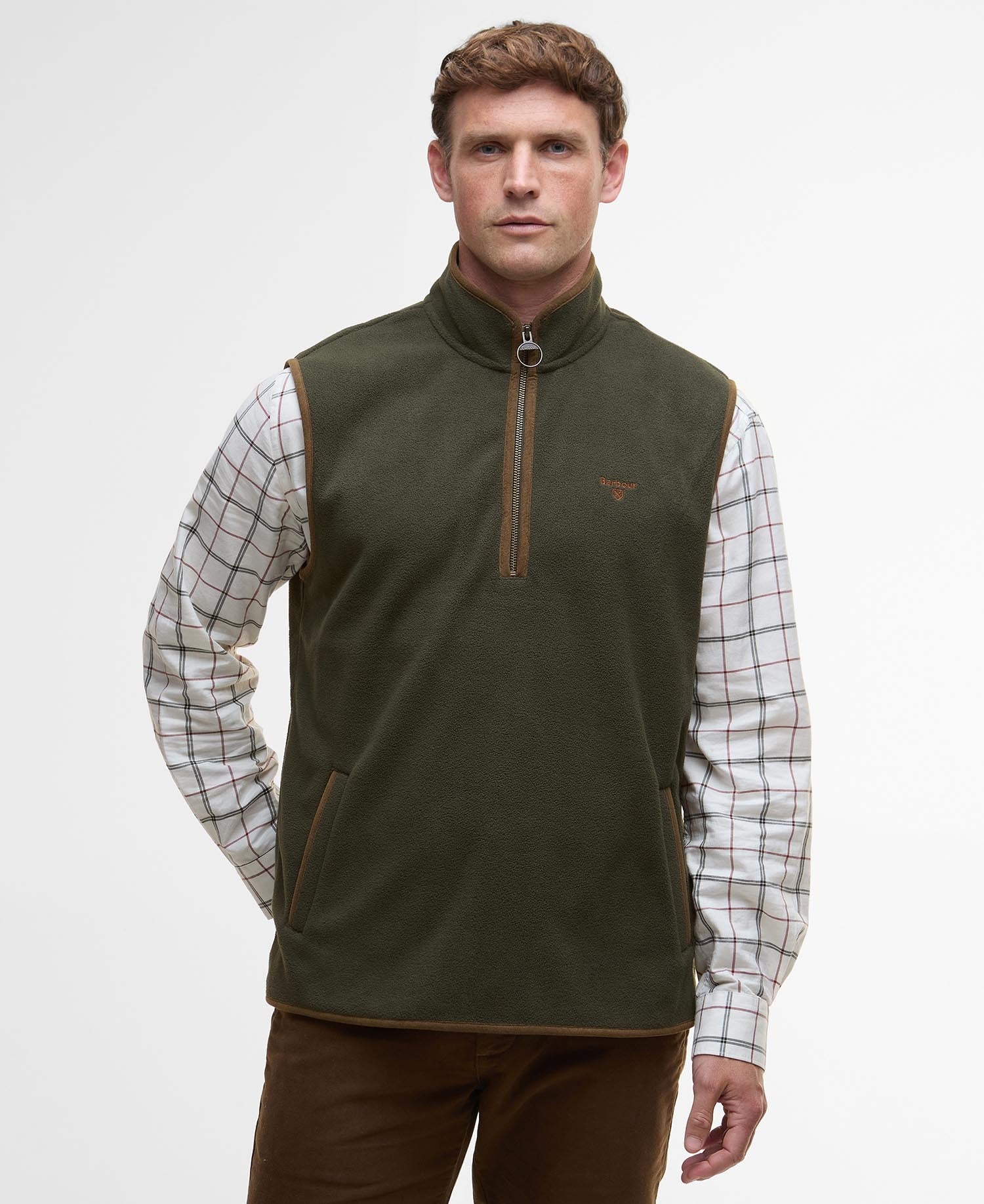 Harwood Half-Zip Fleeced Gilet - Olive