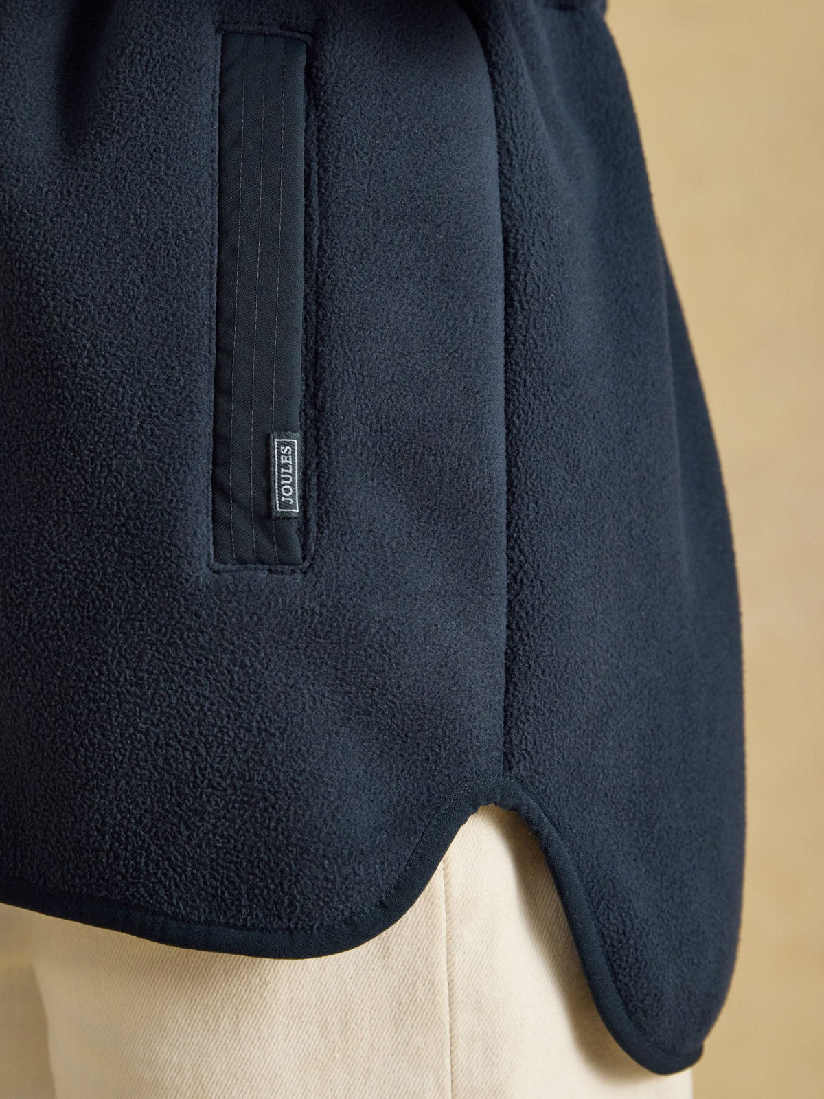 Longline Fleece Navy Funnel Neck Full Zip Fleece Jacket