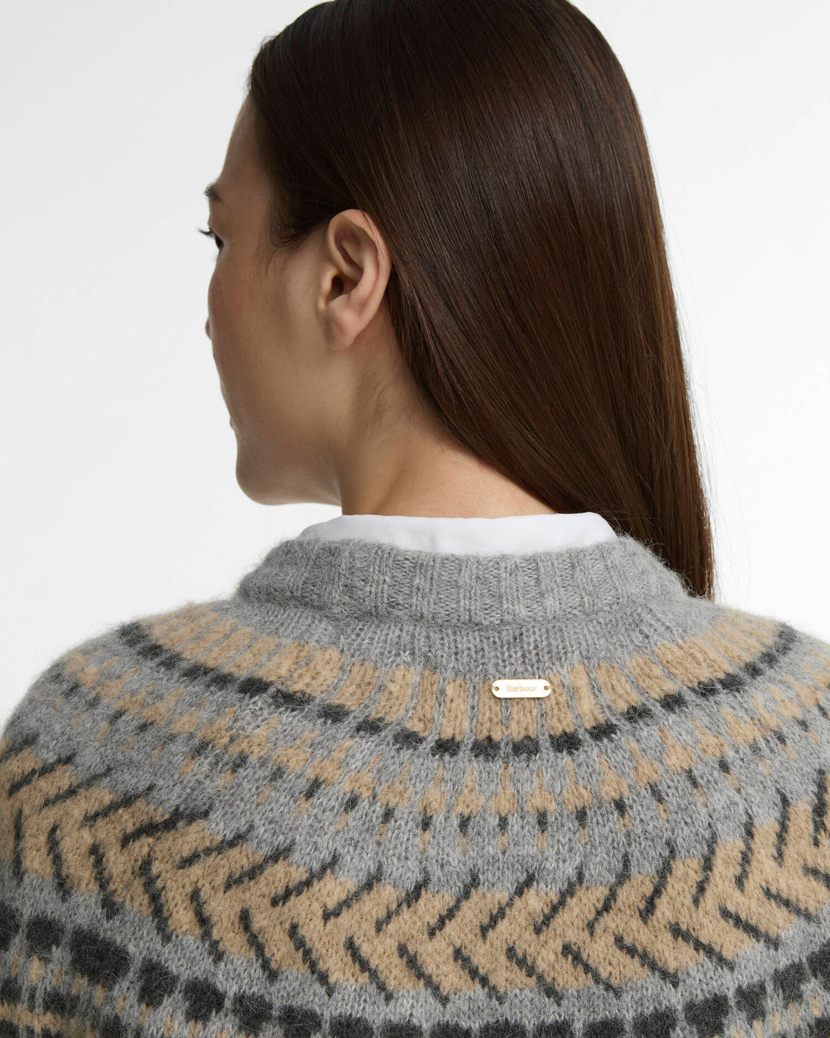 Annette Fair Isle Crew Neck Jumper - Grey Multi