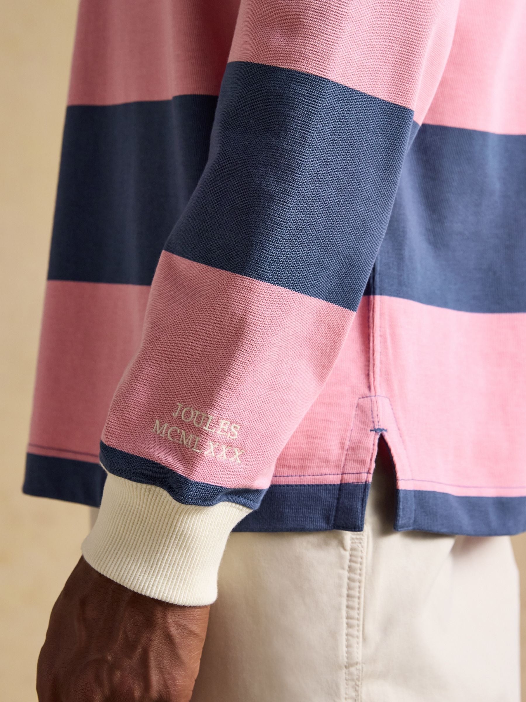 Pink/Blue Striped Long Sleeve Rugby Shirt
