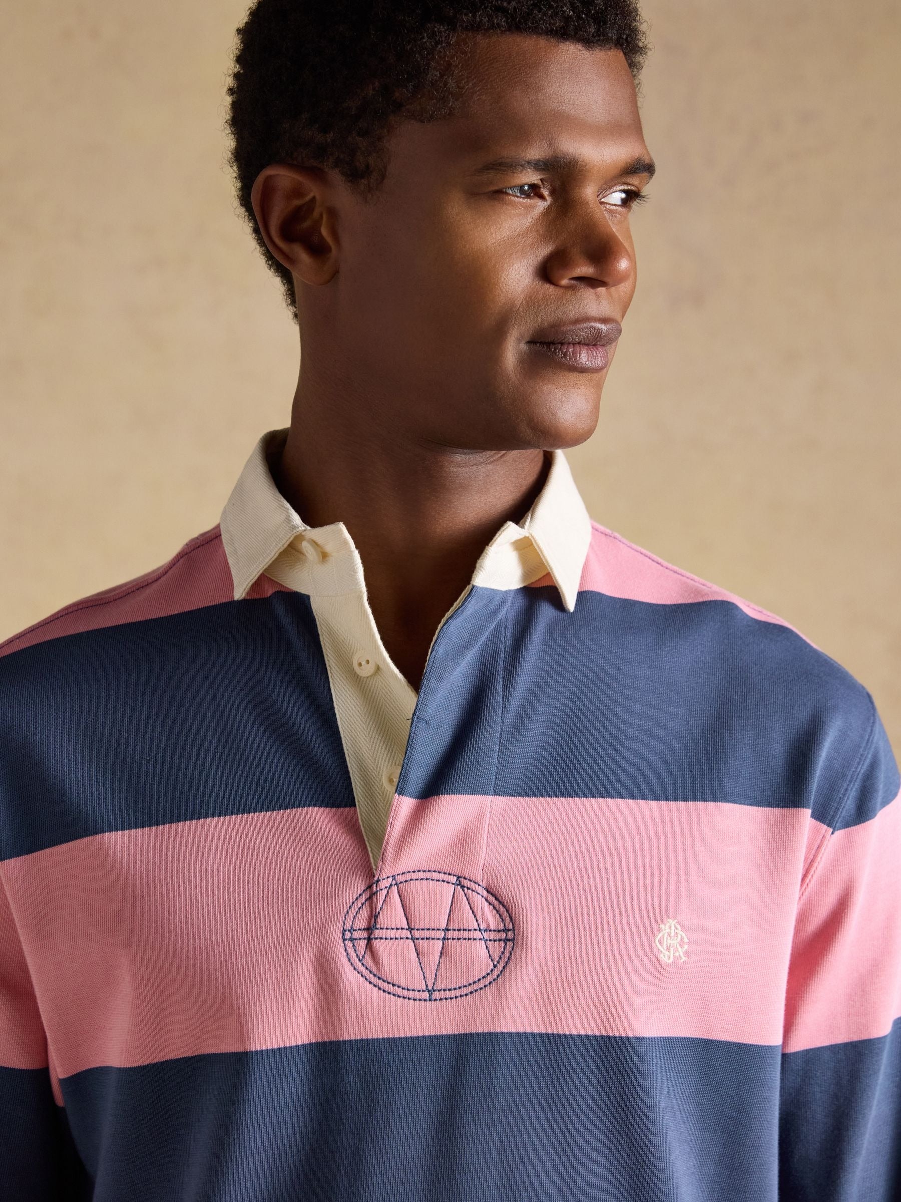 Pink/Blue Striped Long Sleeve Rugby Shirt