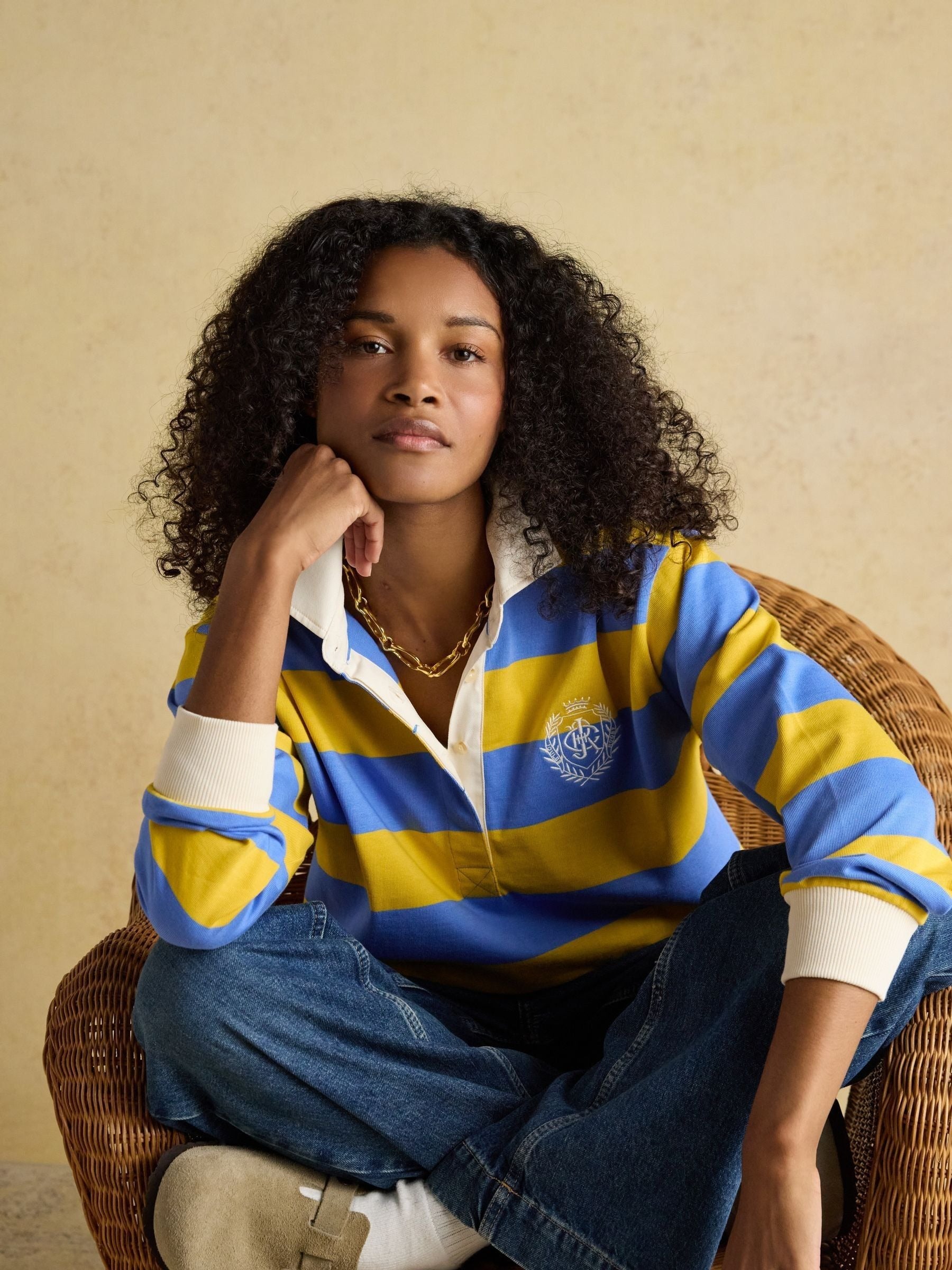 Lara Yellow & Blue Stripe Rugby Shirt
