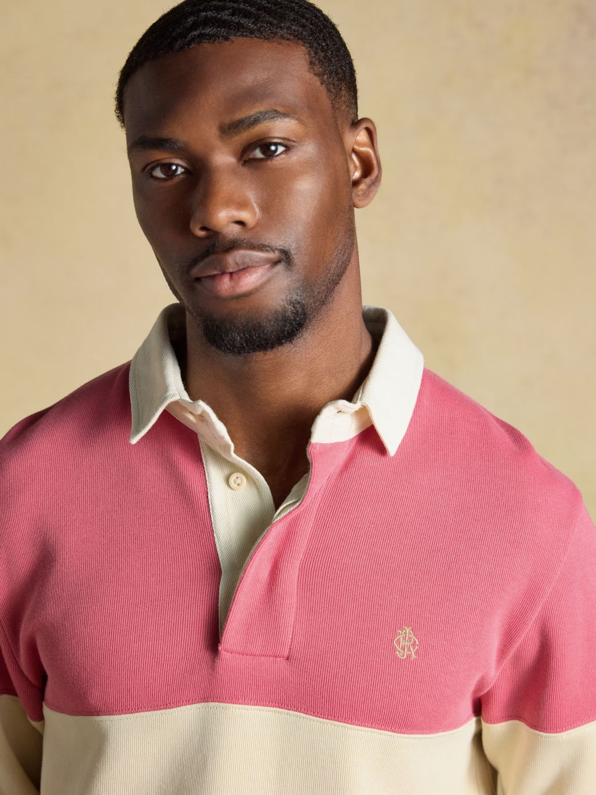 Blue & Pink French Rib Long Sleeve Rugby Shirt