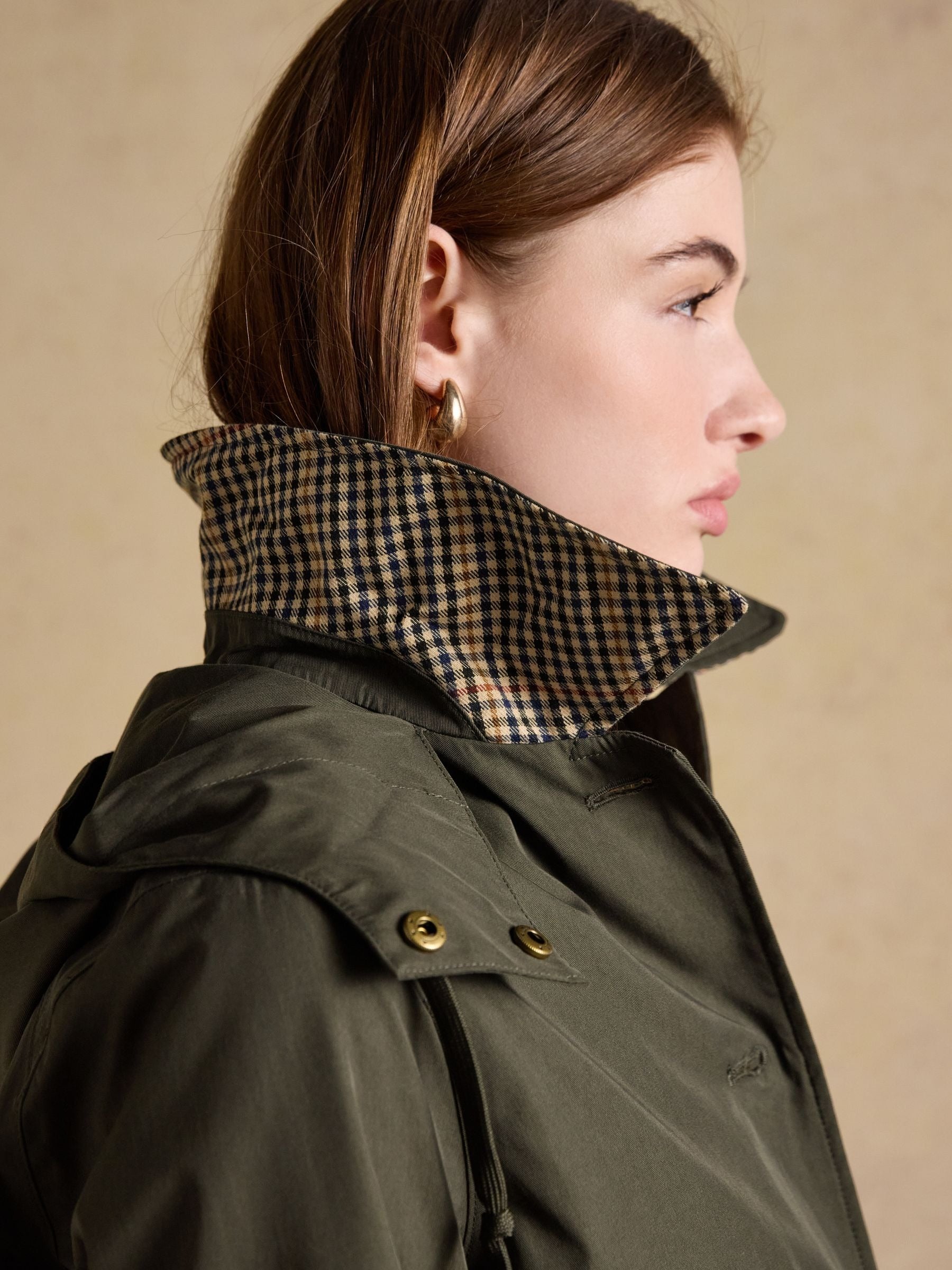Rainmore Khaki Green Button Through Waterproof Raincoat