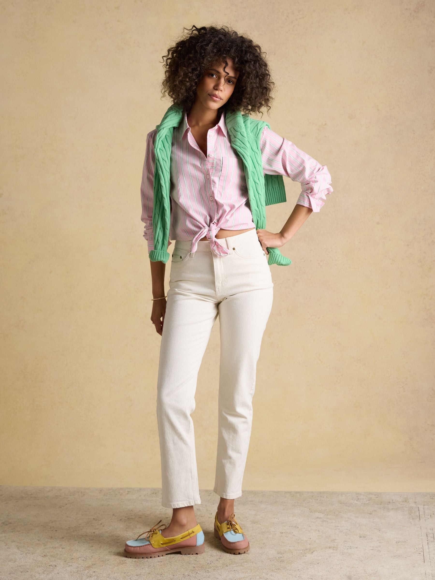 Boyfriend Fit Pink Striped Oxford Shirt