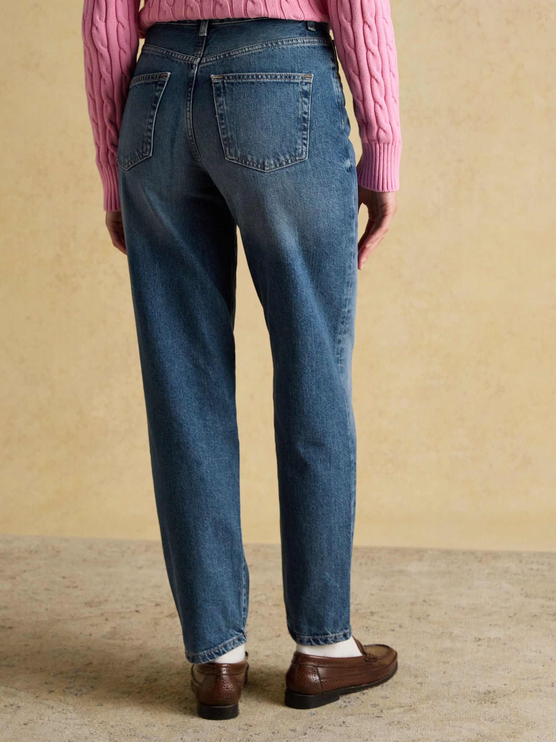 Mid Indigo Blue Relaxed Fit Mid Rise Jeans