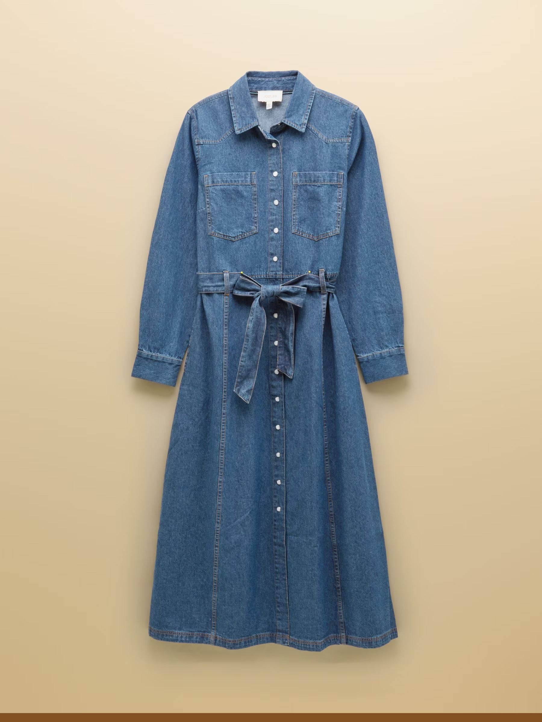 Denim Blue Tie Waist Shirt Dress