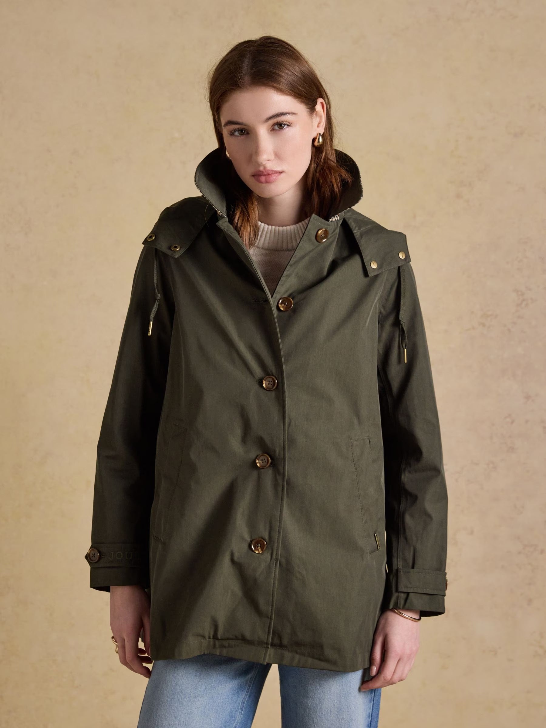 Rainmore Khaki Green Button Through Waterproof Raincoat