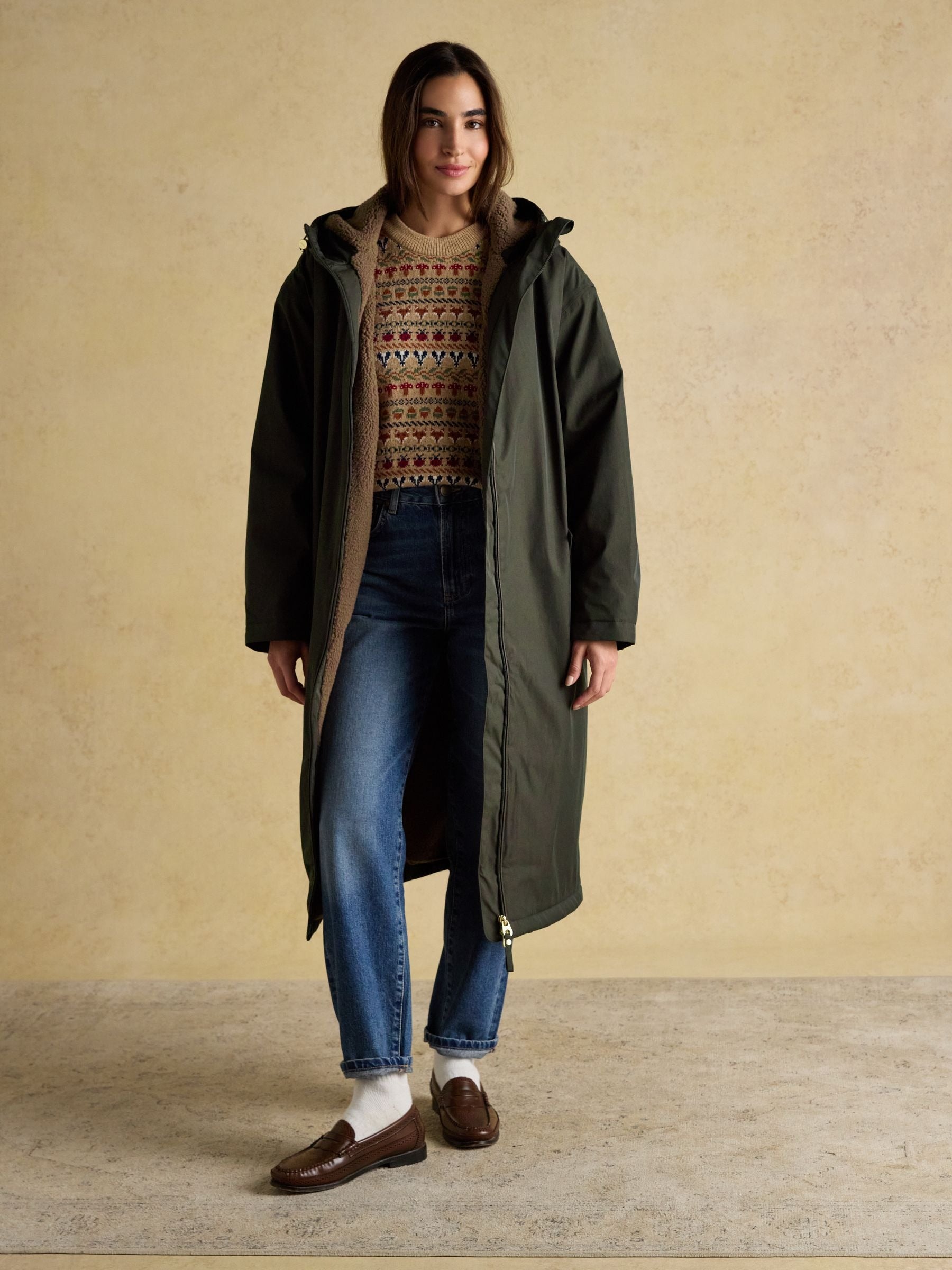 Coverall Green Oversized Fleece Lined Waterproof Coat