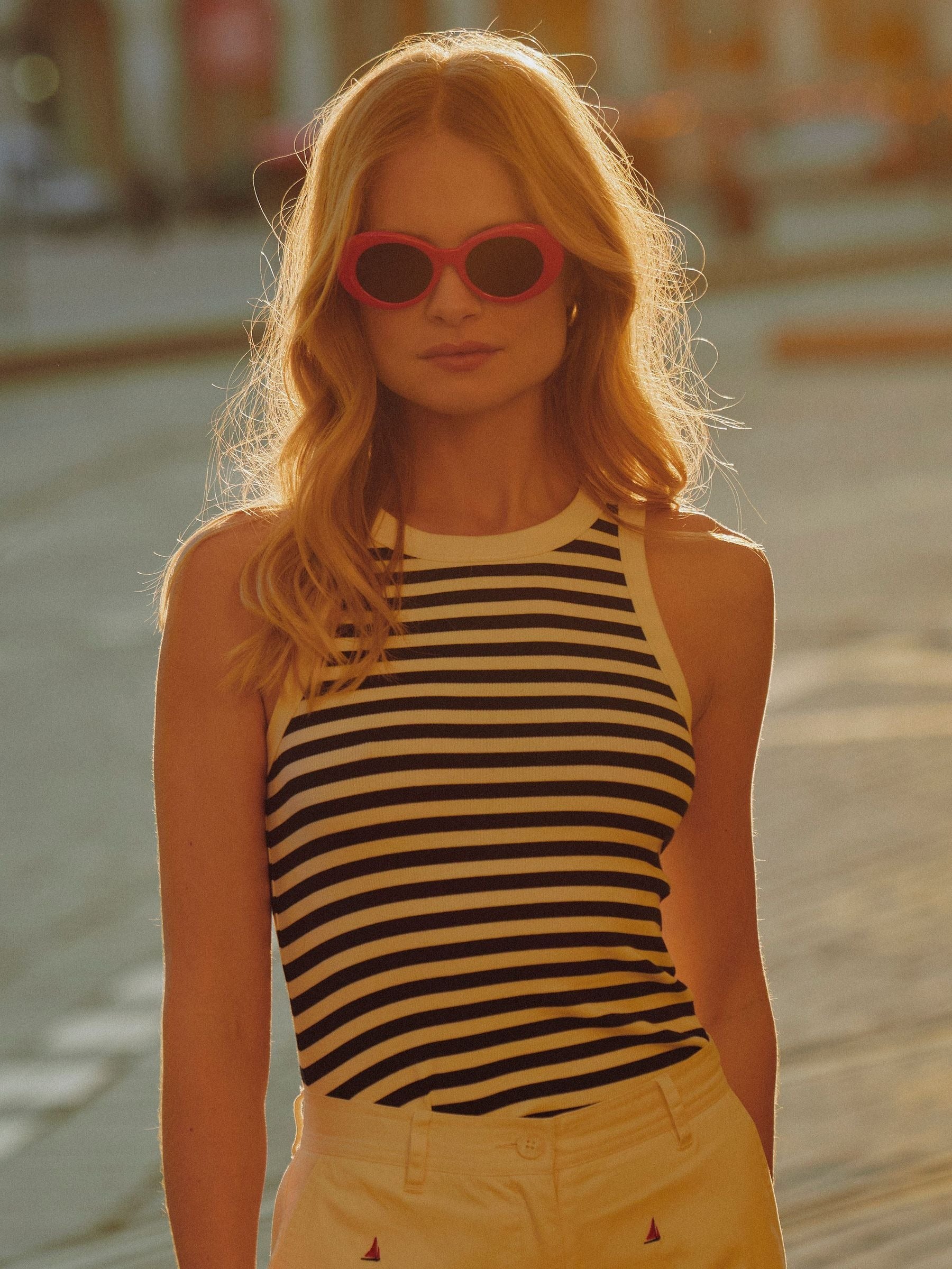 Holly Cream & Navy Striped Knitted Vest