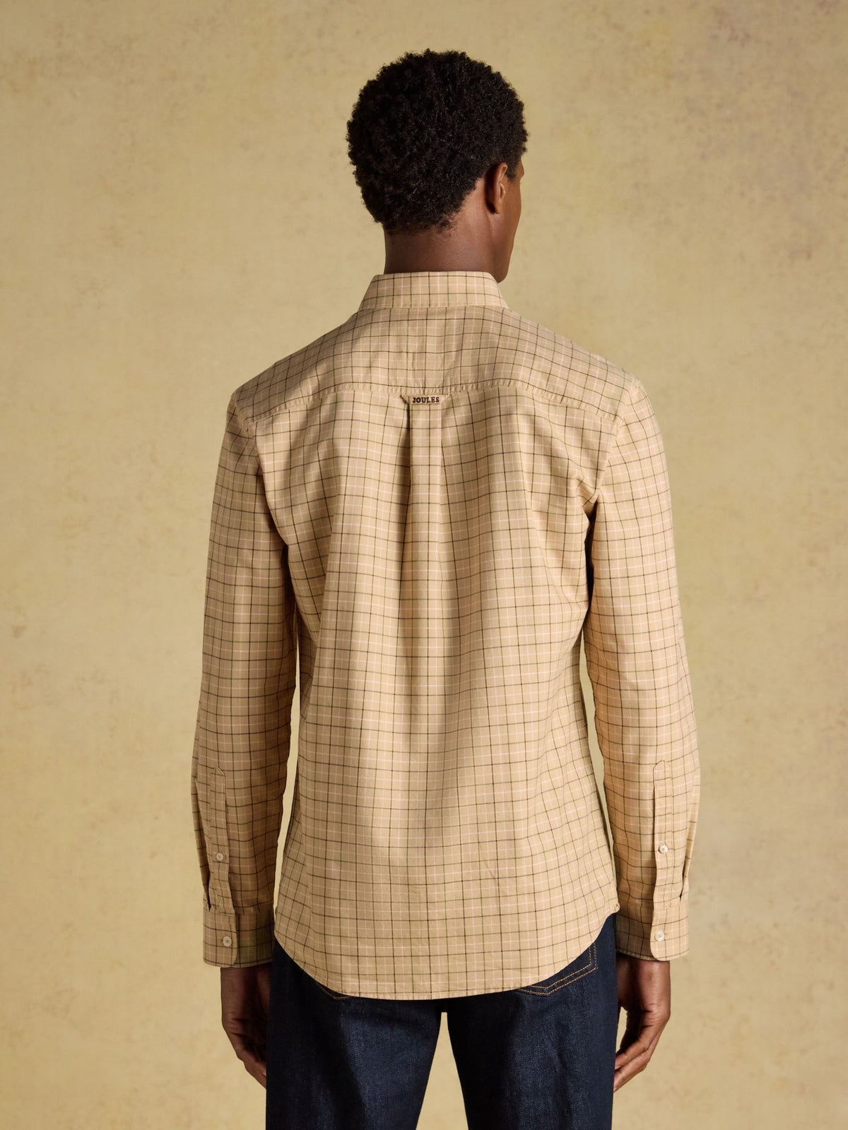 Oatmeal Checked Classic Fit Cotton Oxford Shirt