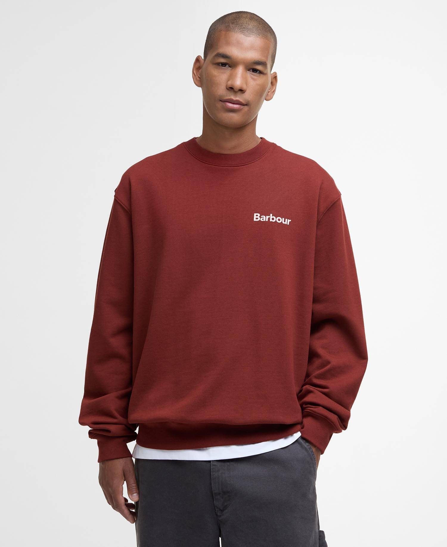 Firbank Relaxed Crew Neck Sweatshirt - Fired Brick