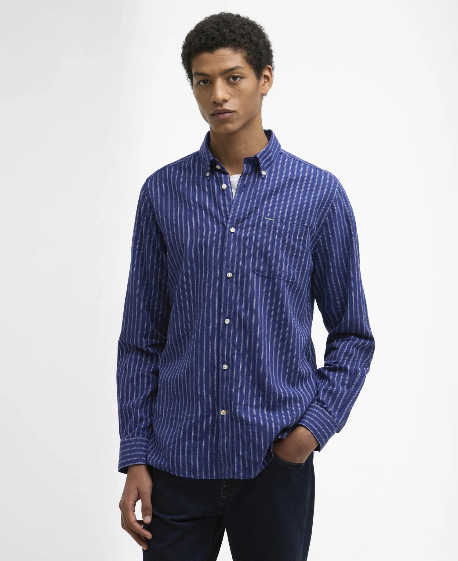 Nelson Striped Long-Sleeved Tailored Shirt - Indigo