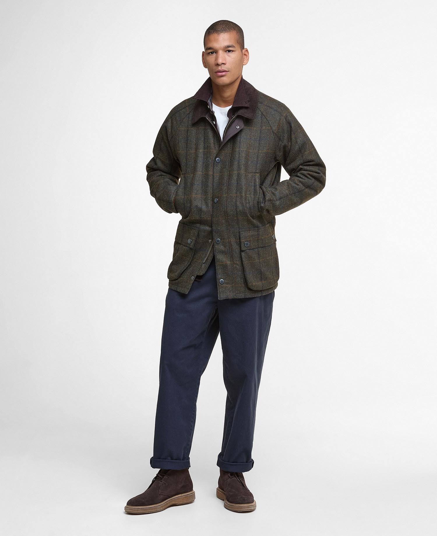 Bedale Check Wool Jacket - Brown