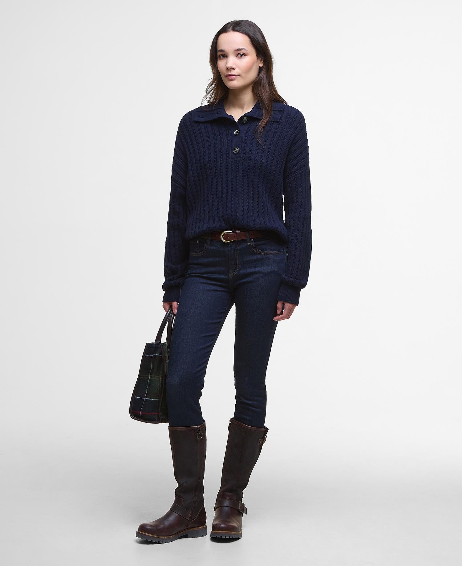 Norham Collared Jumper - Navy