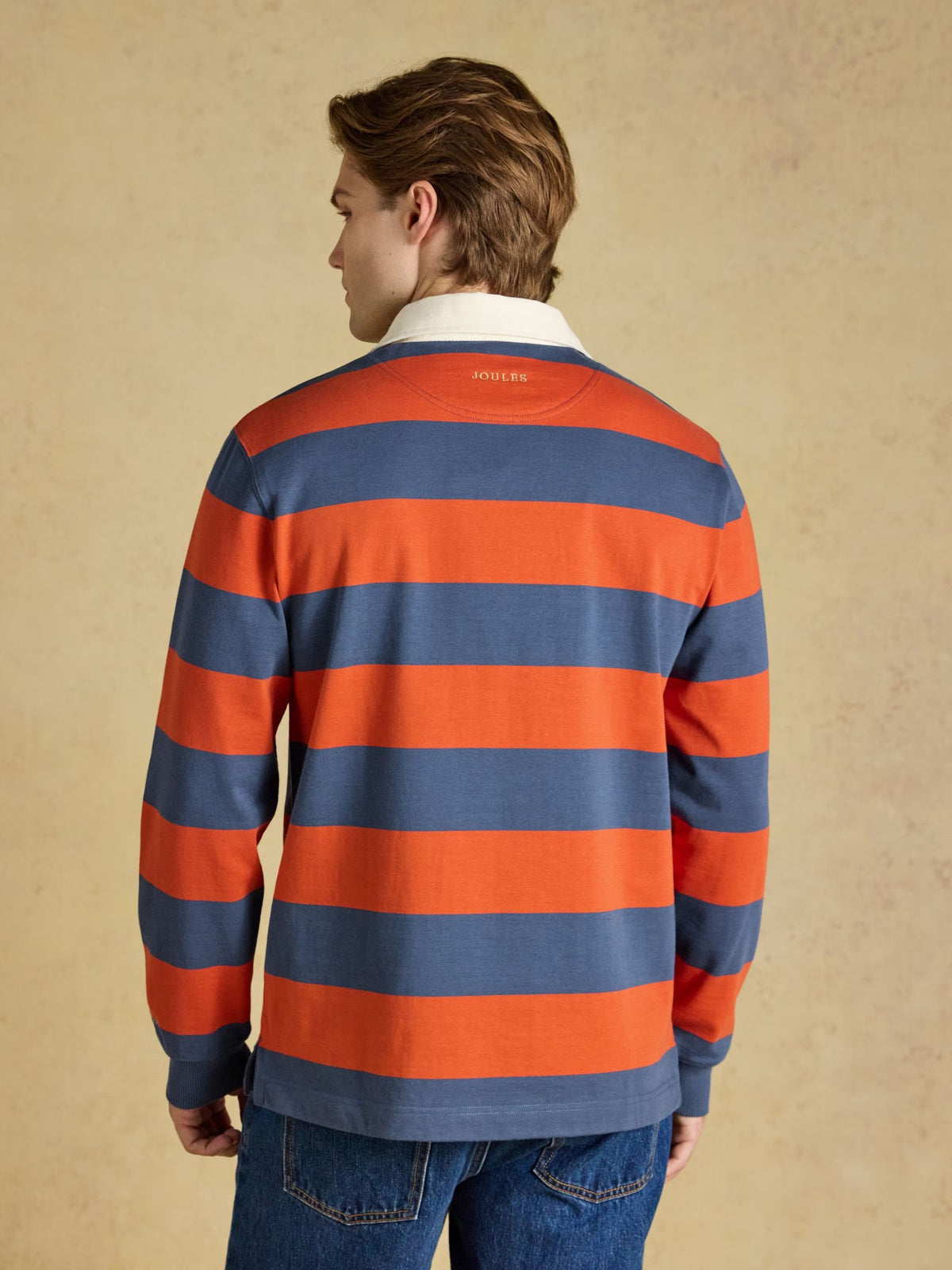 Rugby Club Blue & Orange Long Sleeve Striped Rugby Shirt