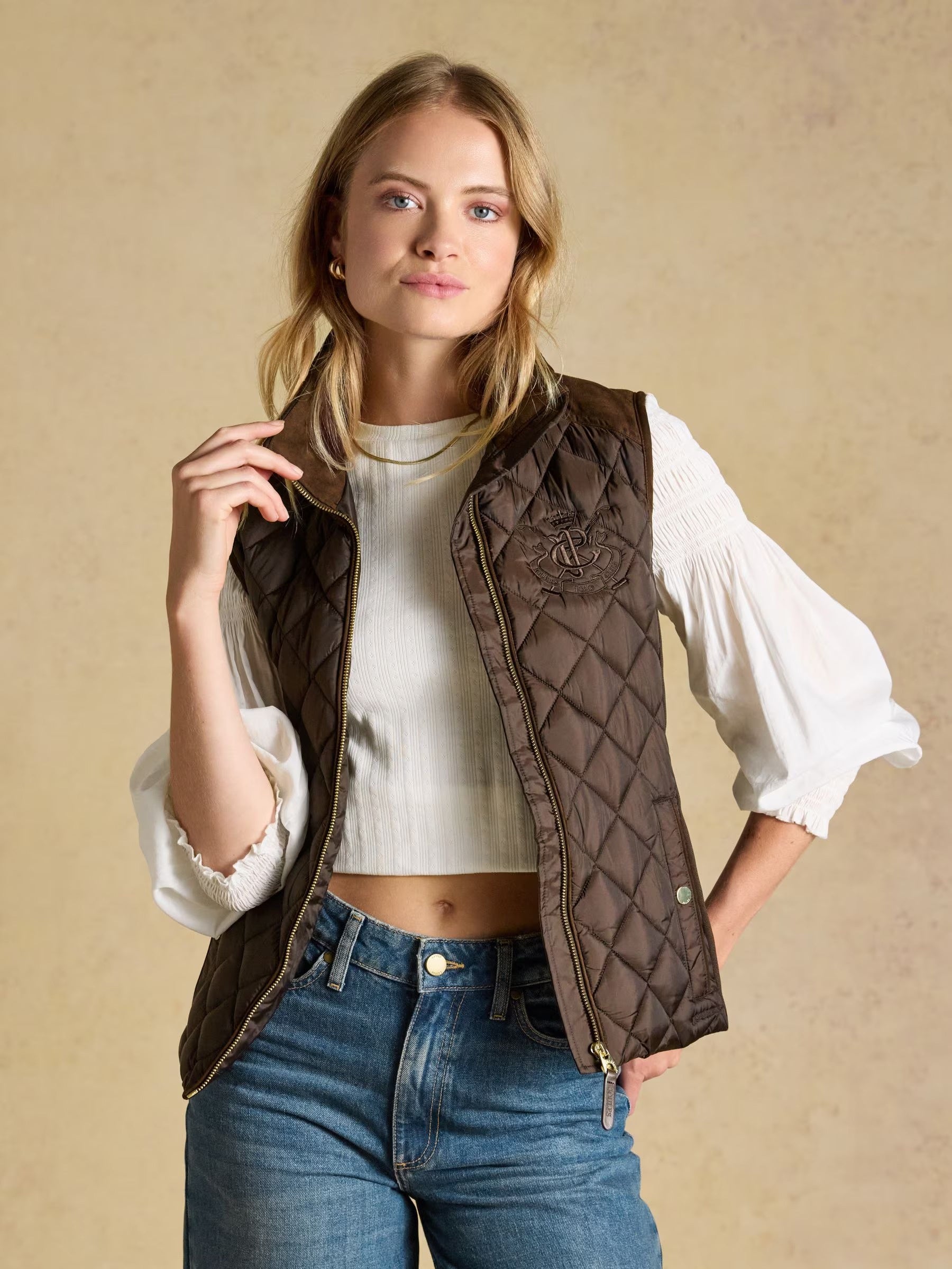 Braemar Luxe Chocolate Brown Showerproof Diamond Quilted Gilet