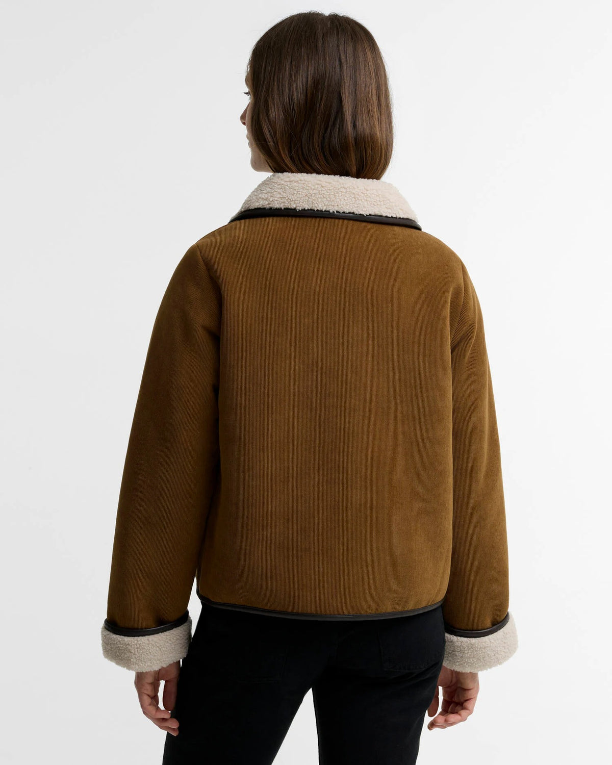 Penny Fleece Cord Jacket - Tan/Ecru