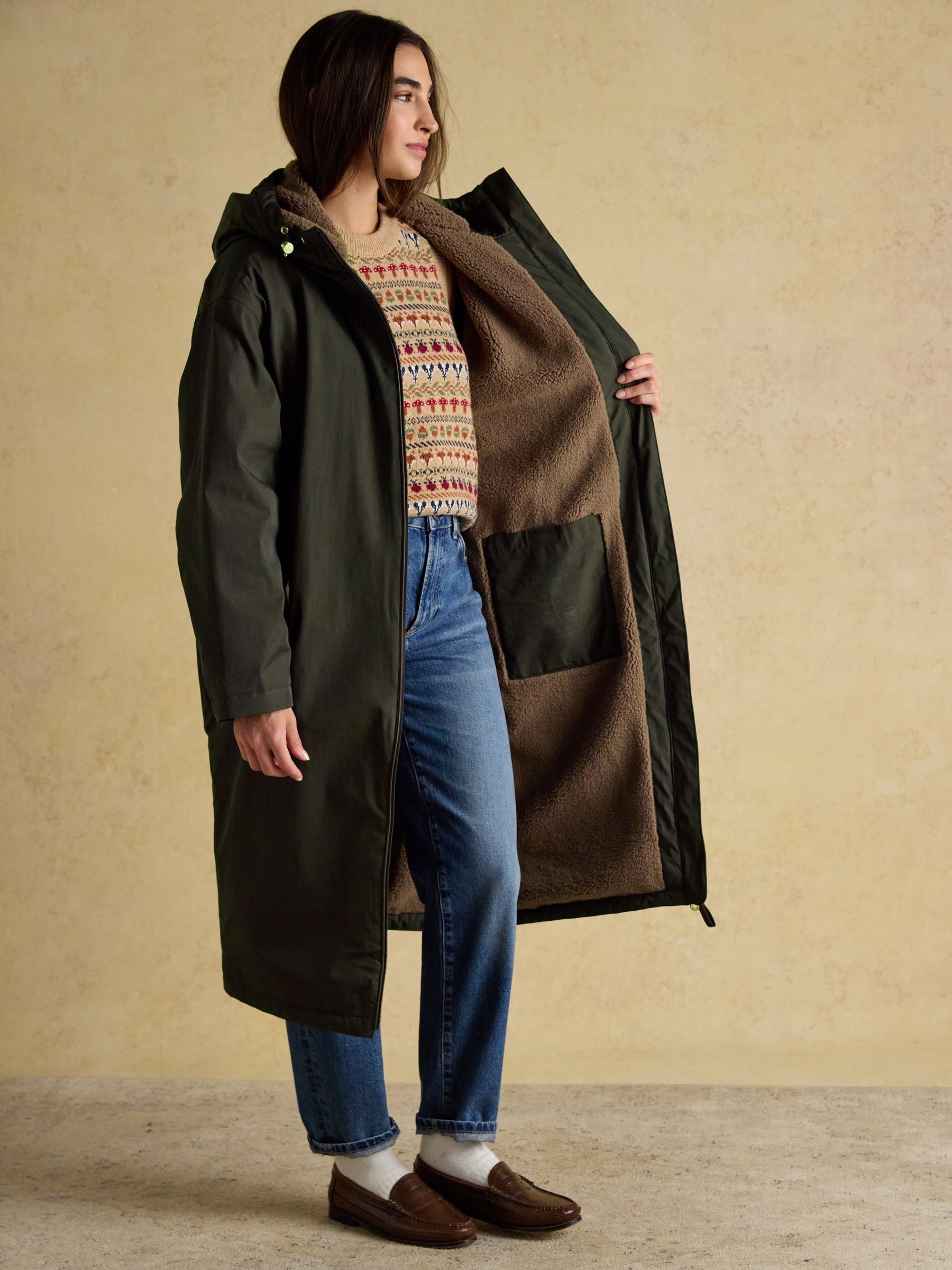 Coverall Green Oversized Fleece Lined Waterproof Coat