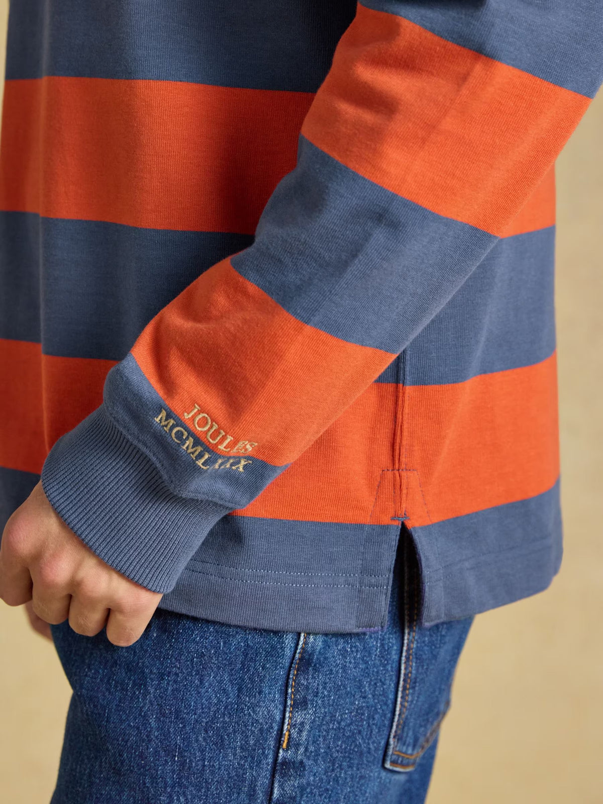 Rugby Club Blue & Orange Long Sleeve Striped Rugby Shirt