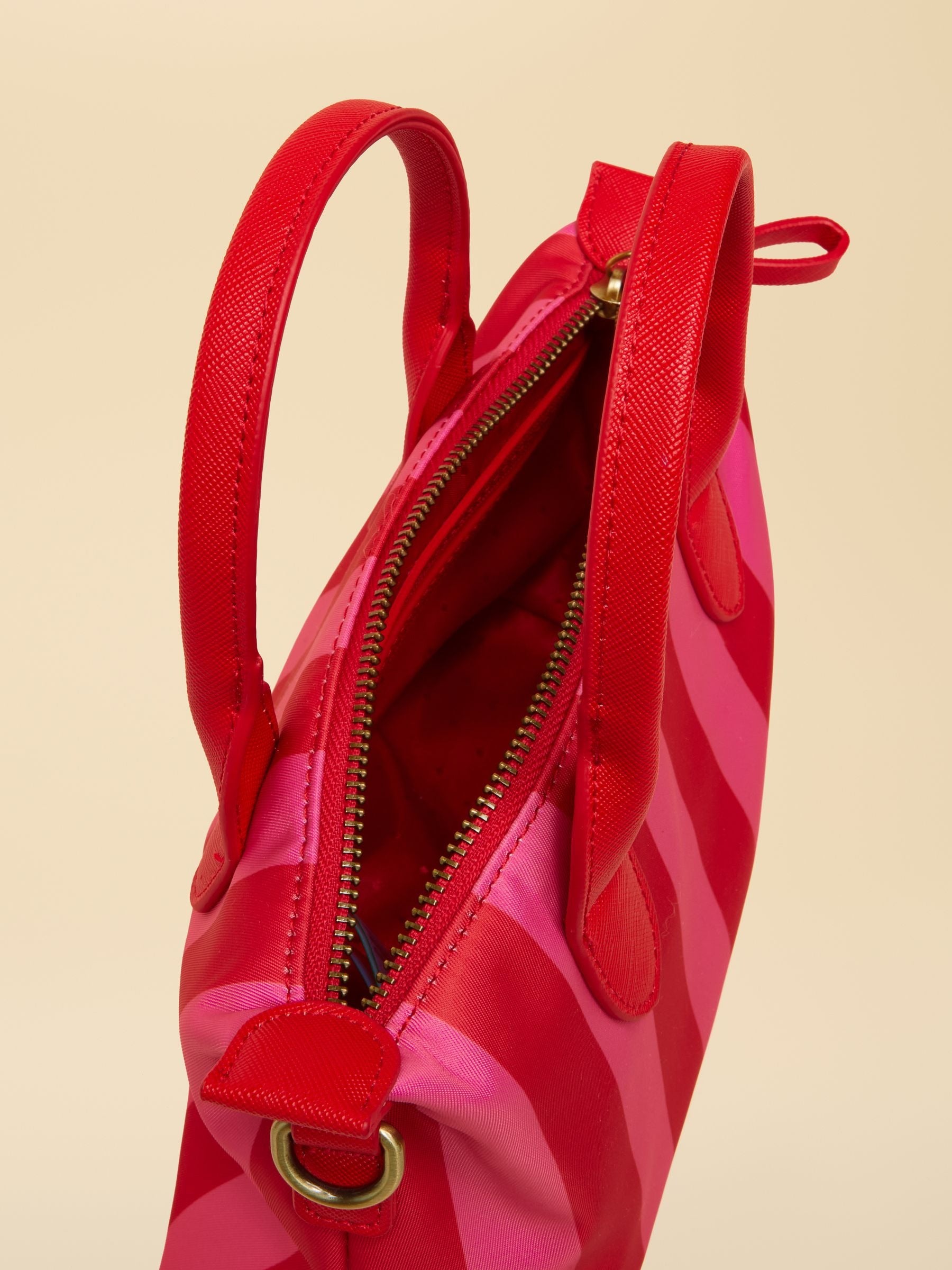 Edie Red & Pink Striped Crossbody Handbag