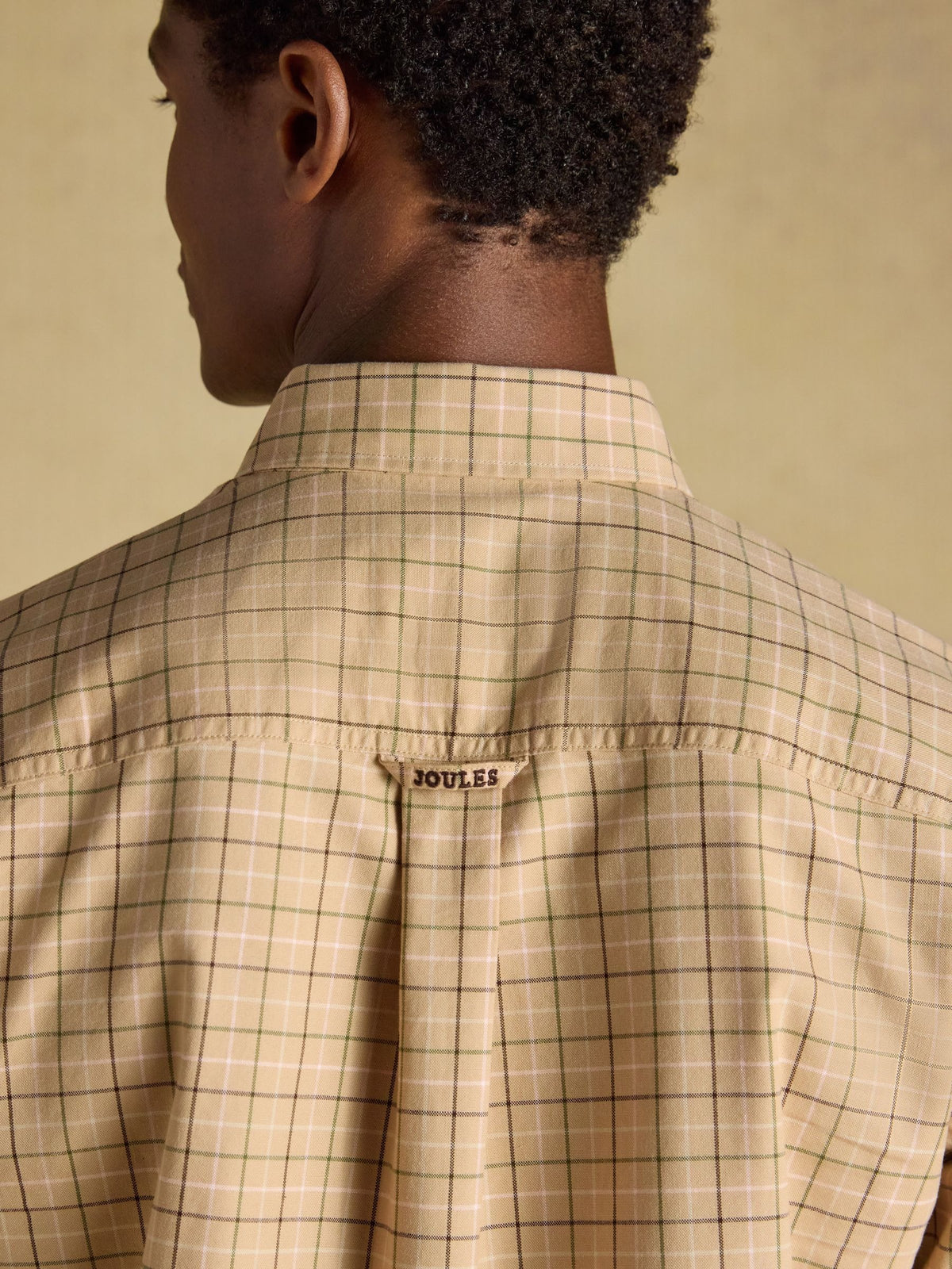 Oatmeal Checked Classic Fit Cotton Oxford Shirt