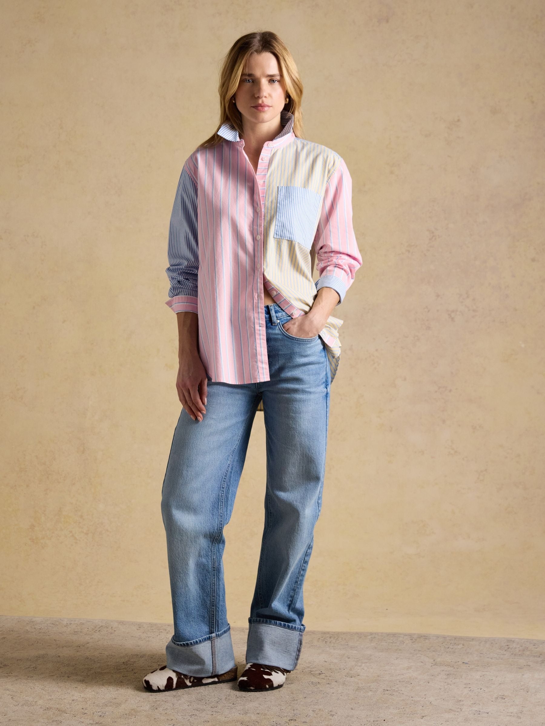 Hotchpotch Striped Boyfriend Fit Oxford Shirt