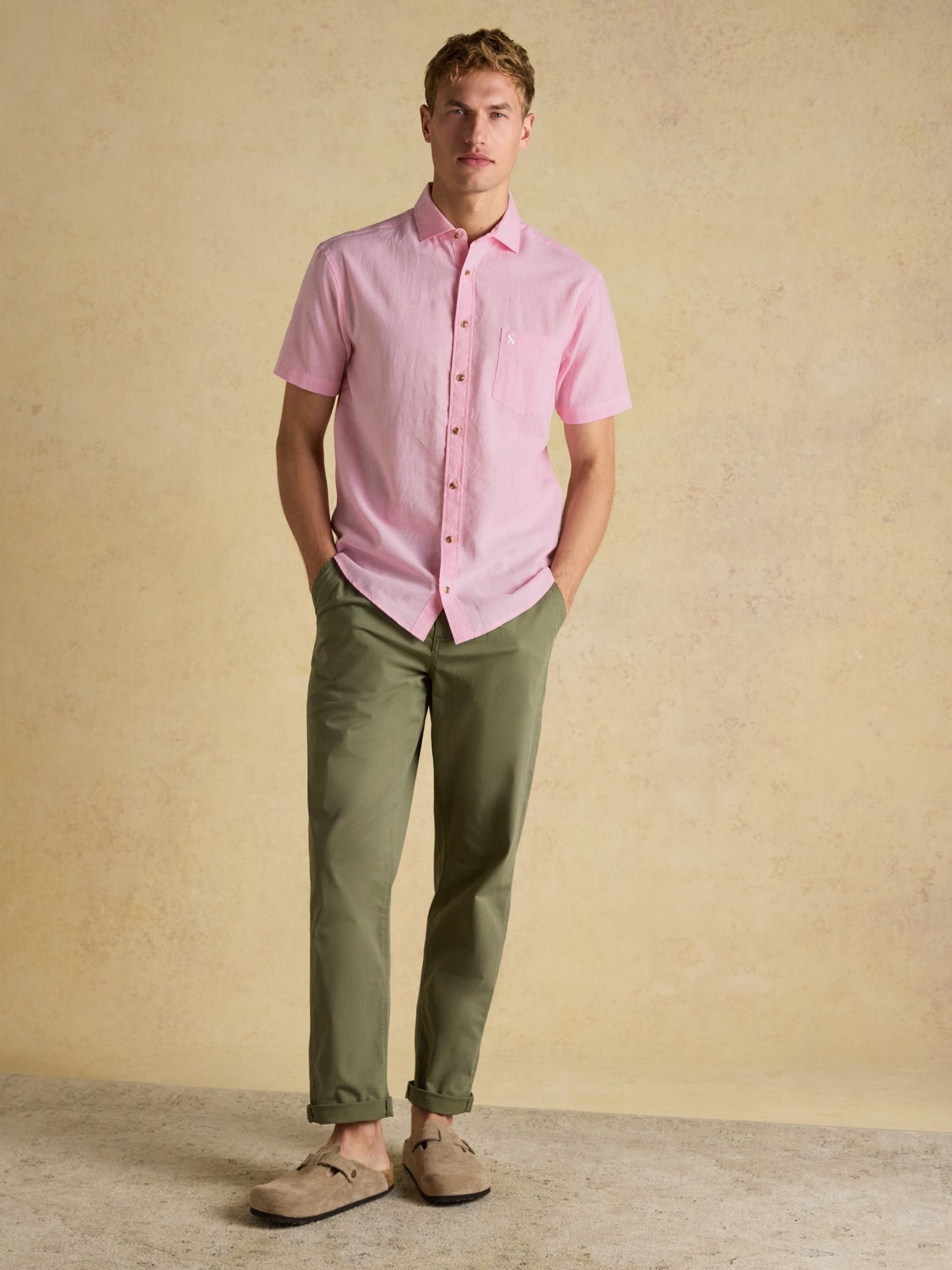 Norfolk Khaki Green Relaxed Fit Chino Trousers