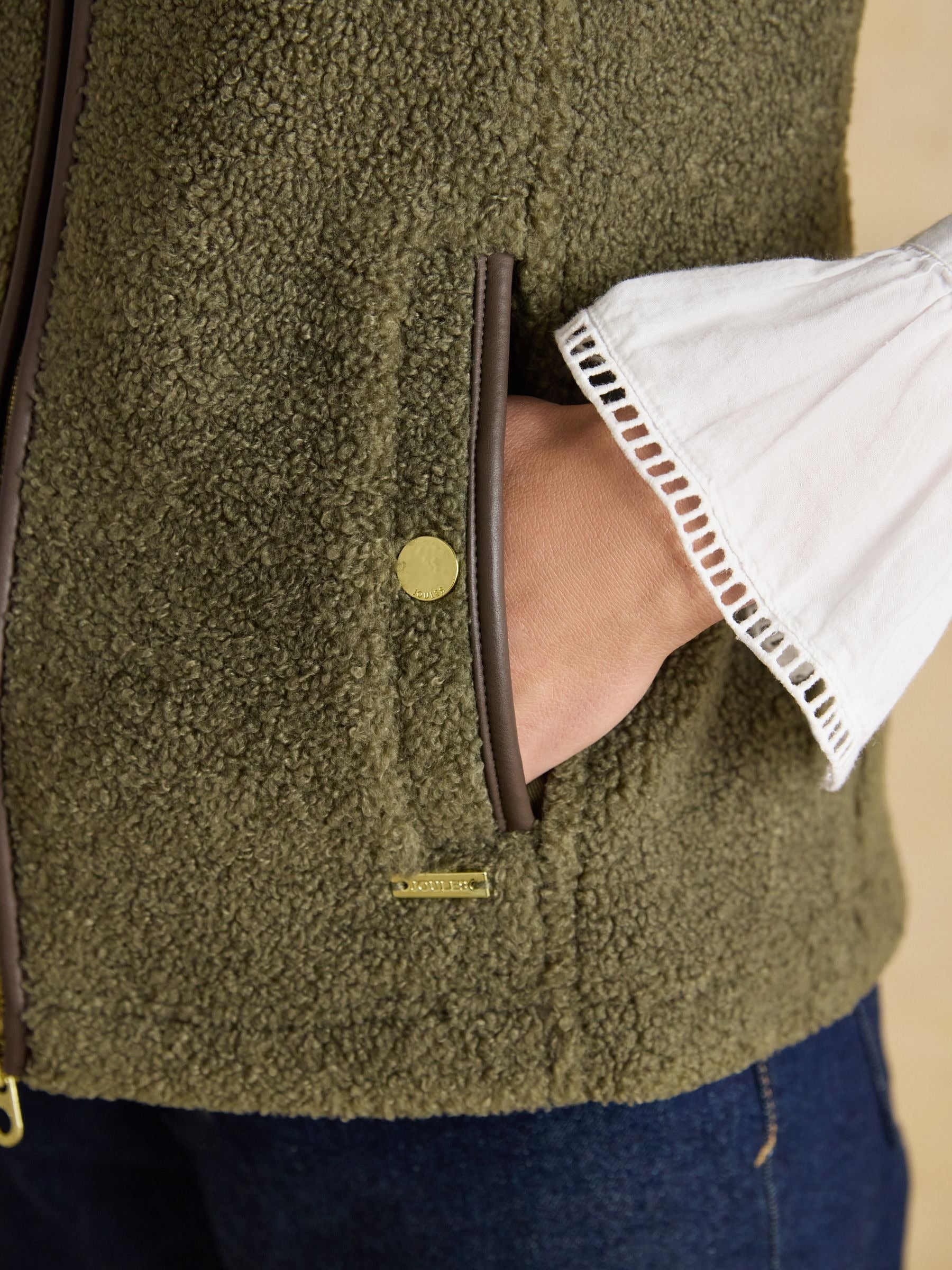 Borg Heritage Khaki Green Fleece Gilet