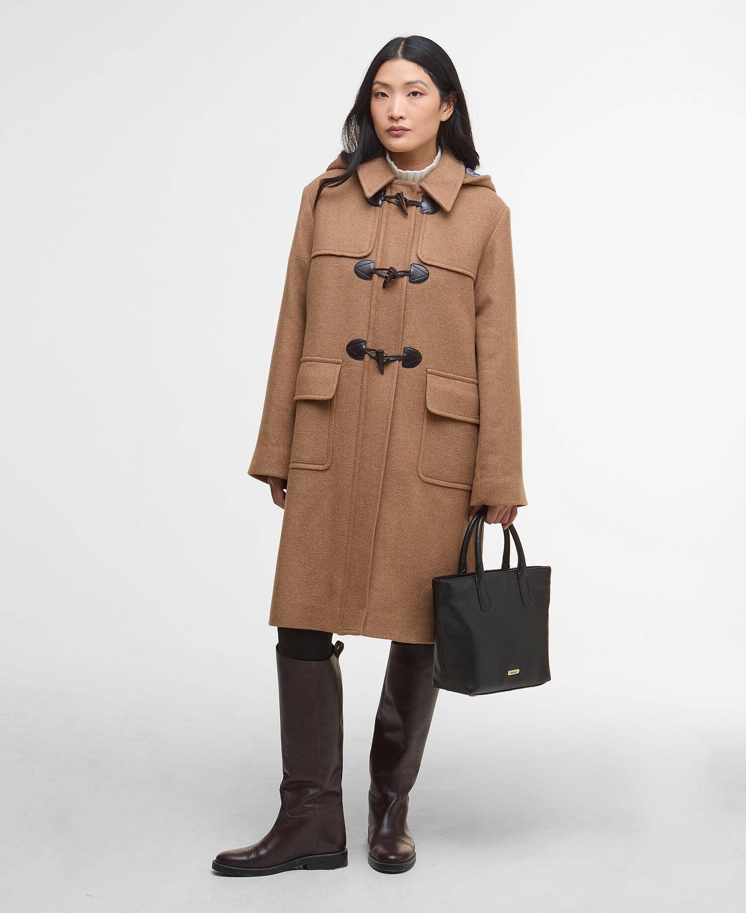 Melody Check Wool Duffle Coat - Camel/Hessian Tartan