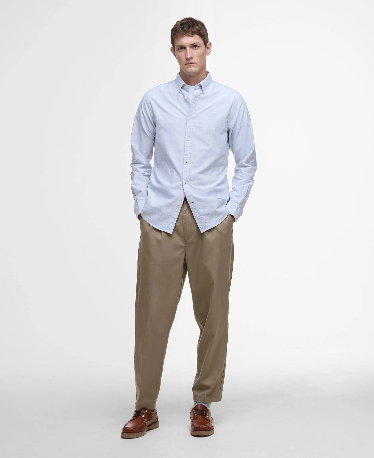 Striped Oxford Tailored Long-Sleeved Shirt - Navy