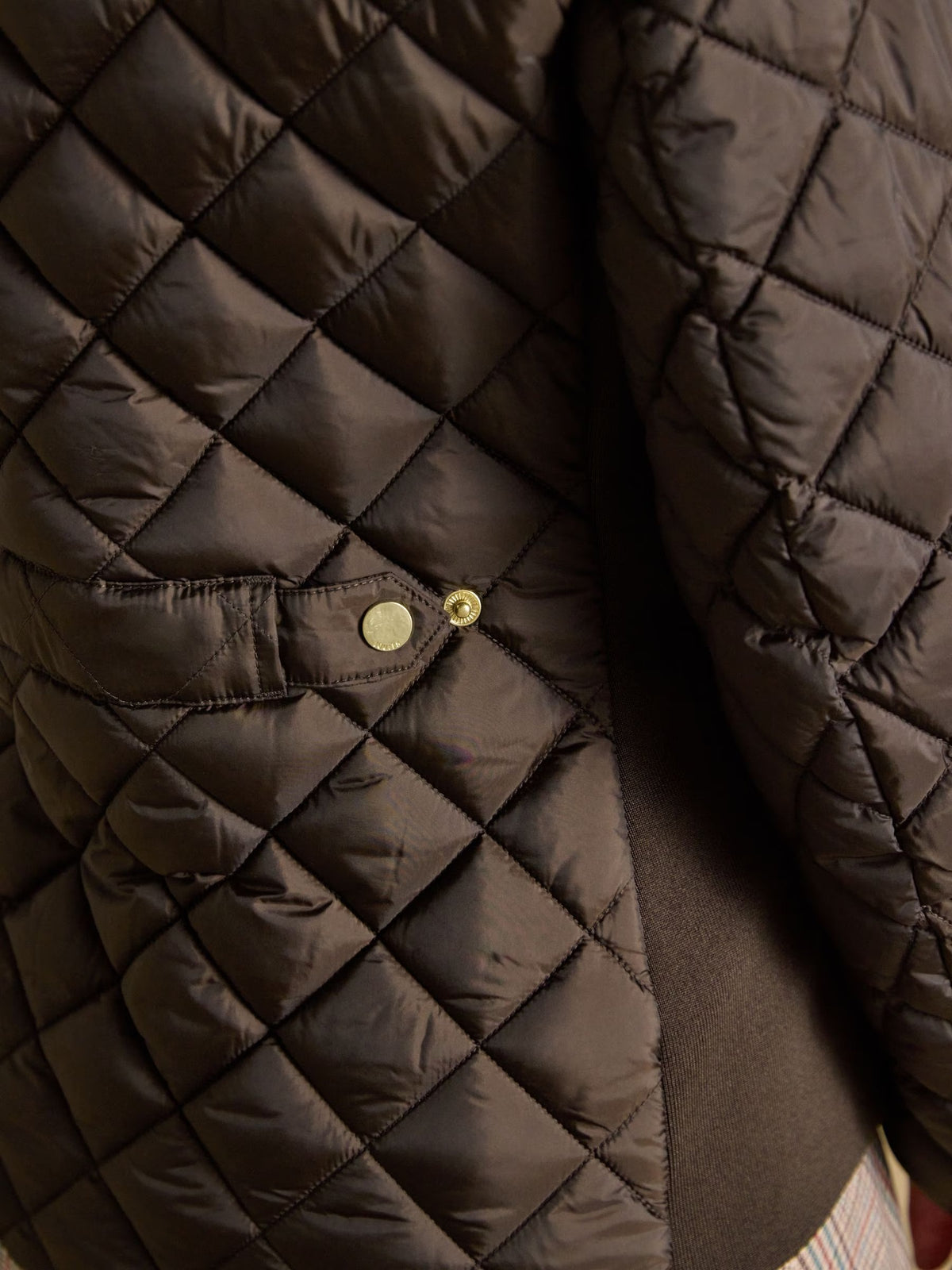 Braemar Luxe Chocolate Brown Showerproof Diamond Quilted Coat