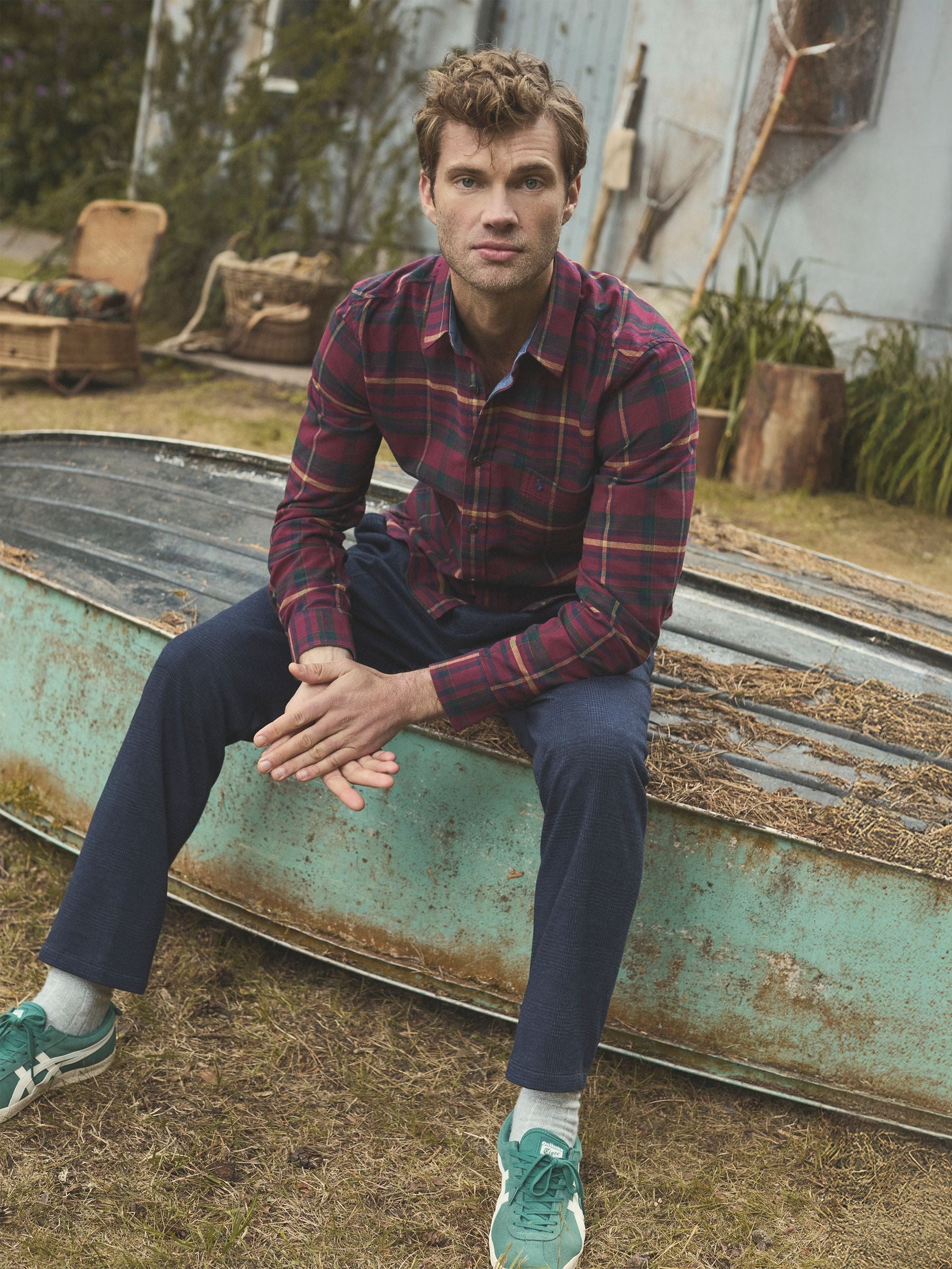 Brushed Flannel Burgundy Red Check Cotton Shirt