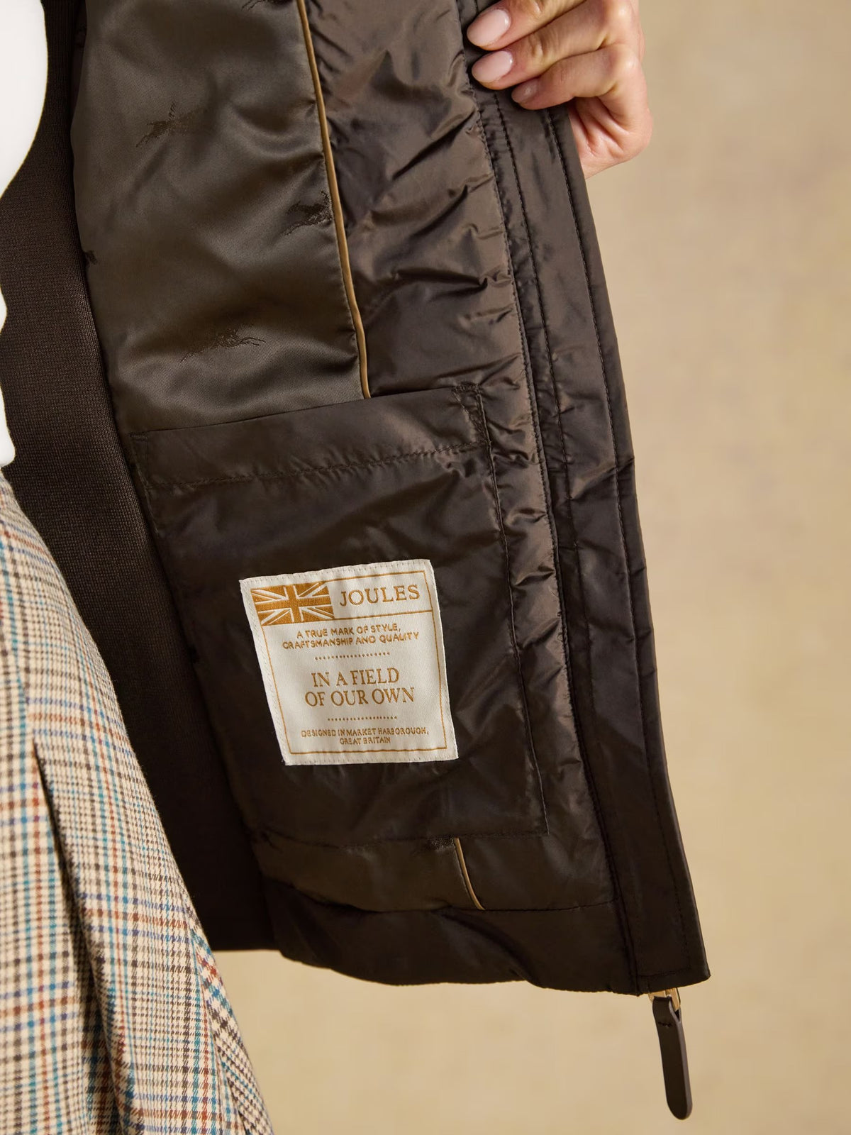 Braemar Luxe Chocolate Brown Showerproof Diamond Quilted Coat