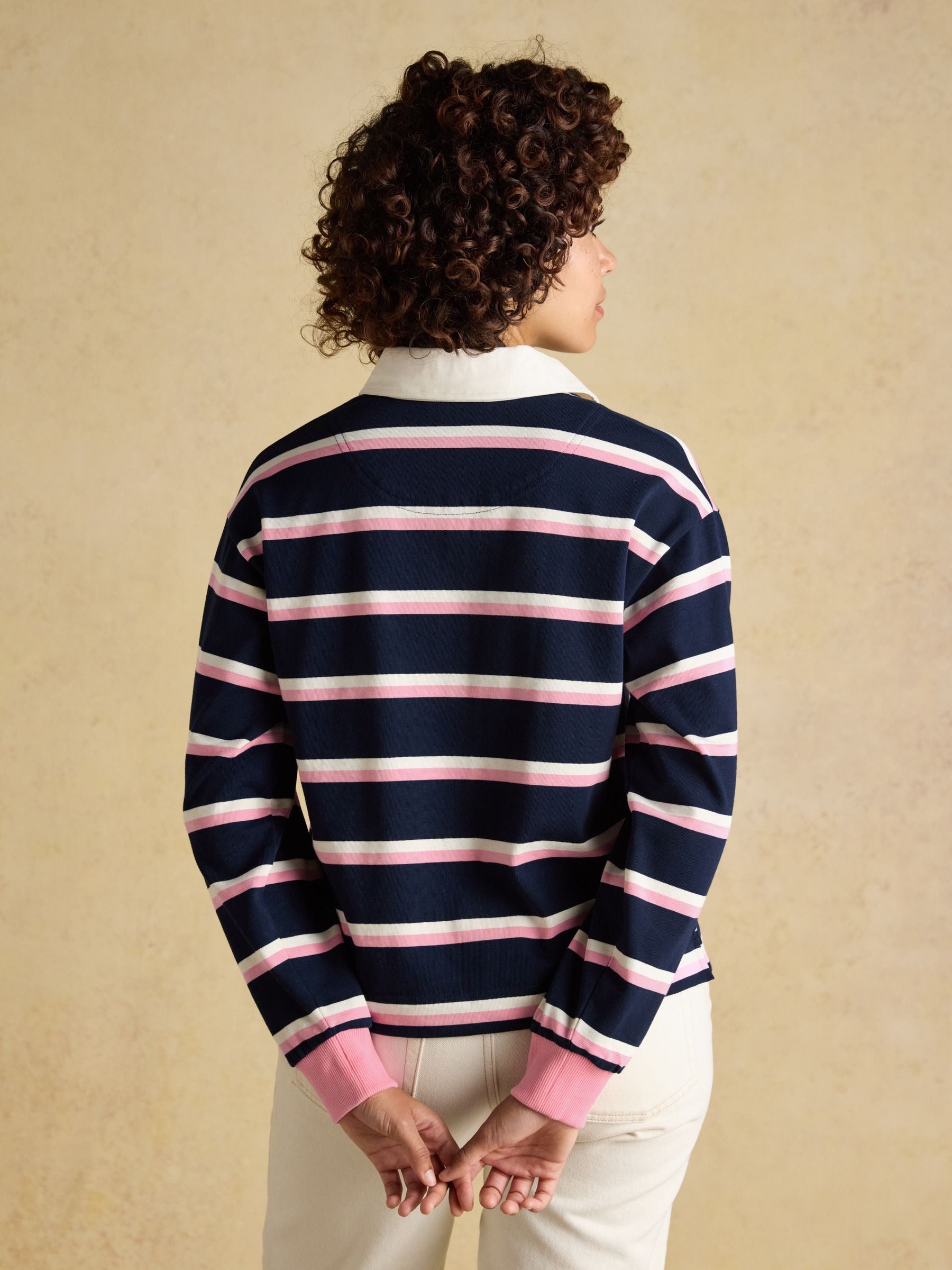 Lara Navy & Pink Striped Rugby Shirt