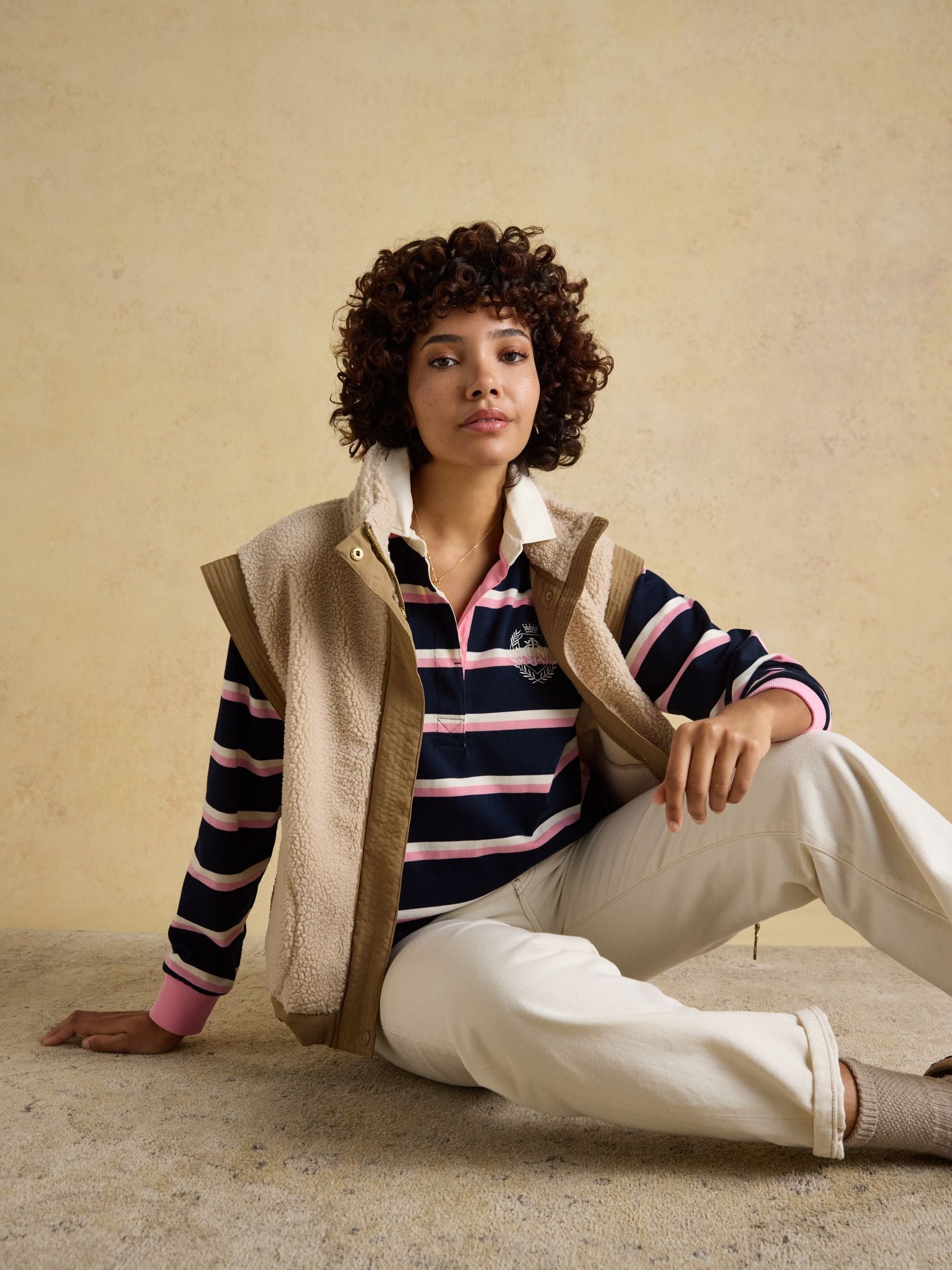 Lara Navy & Pink Striped Rugby Shirt
