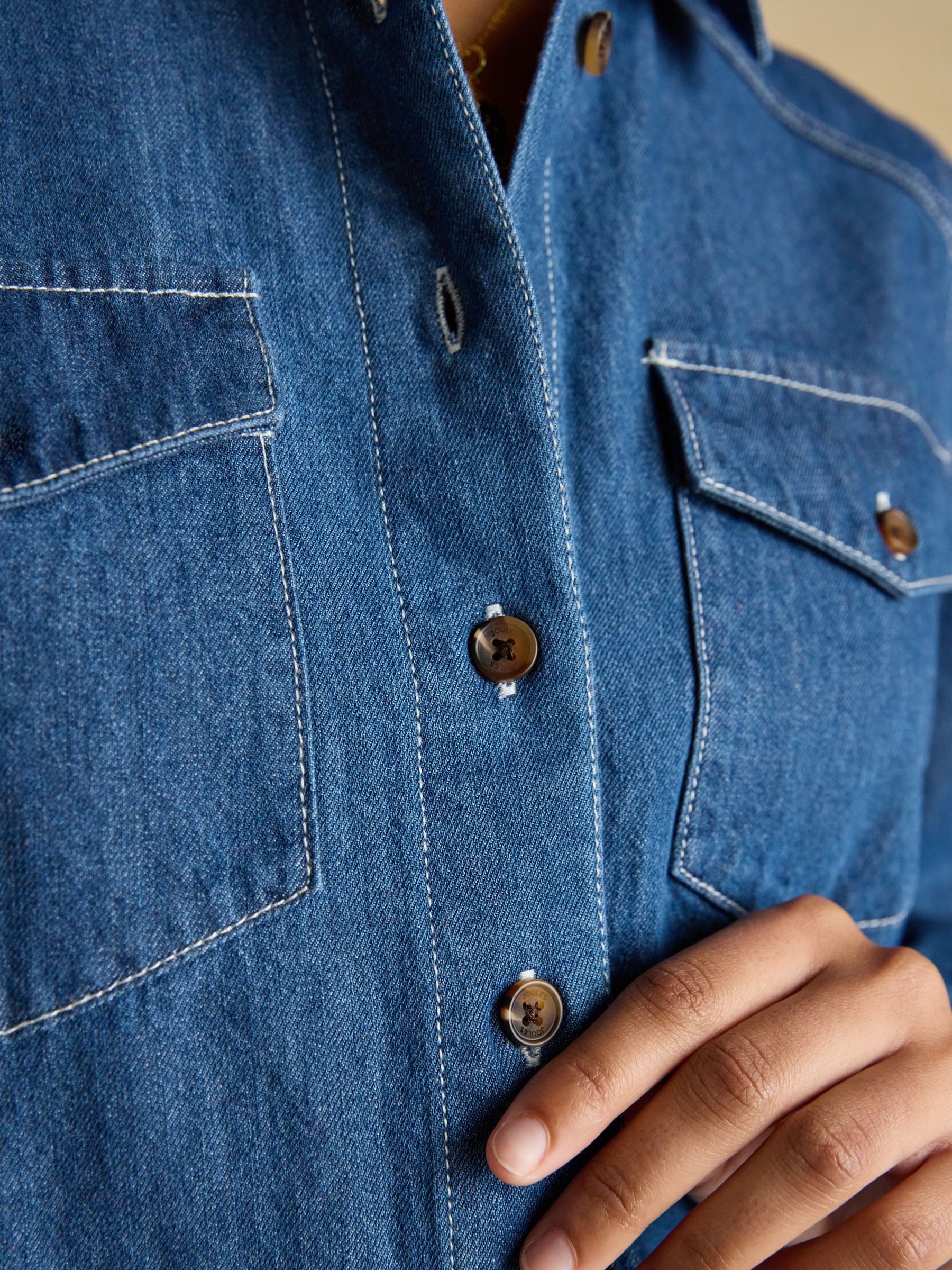 Mid Wash Blue Relaxed Fit Denim Shirt