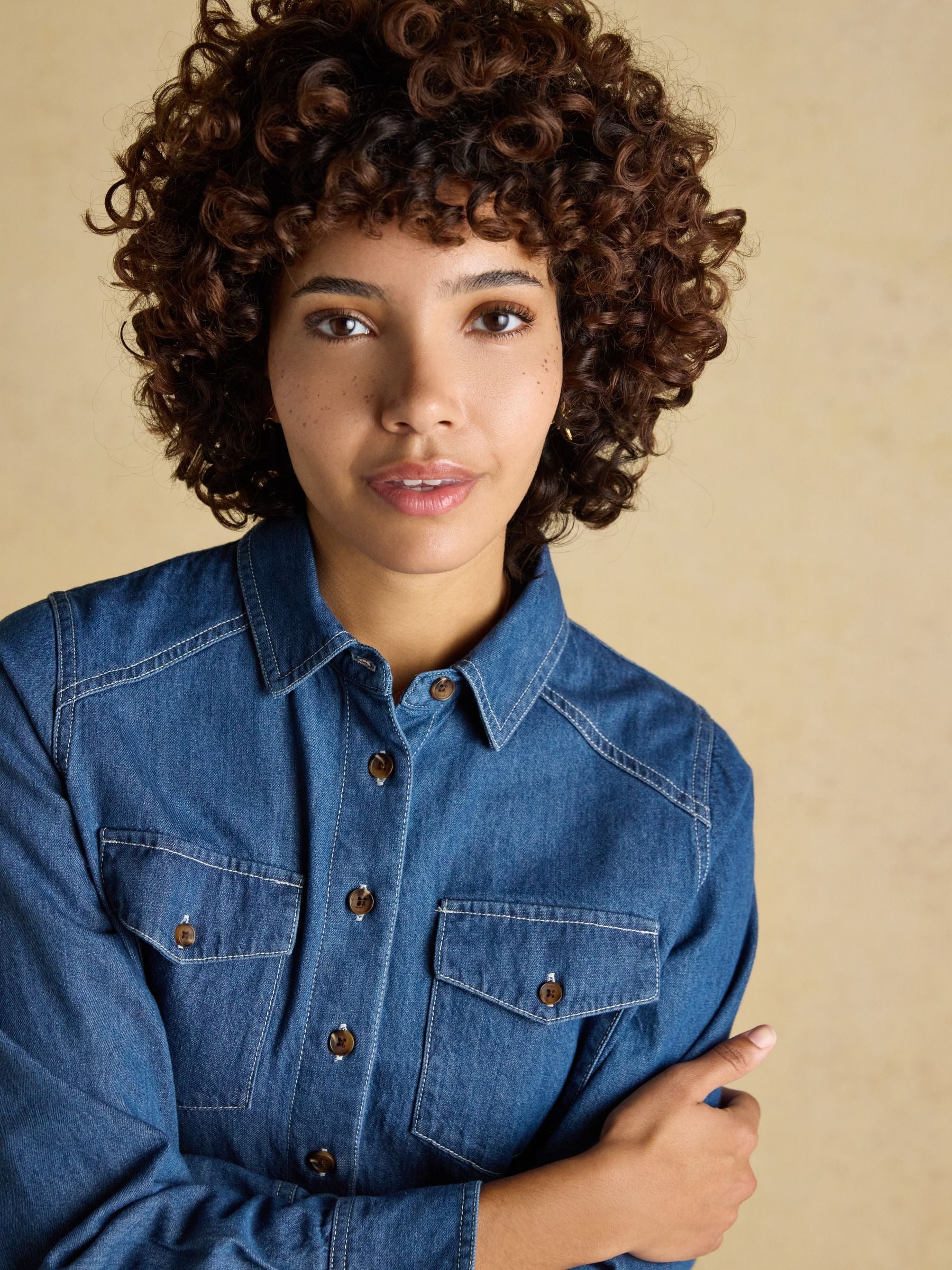 Mid Wash Blue Relaxed Fit Denim Shirt